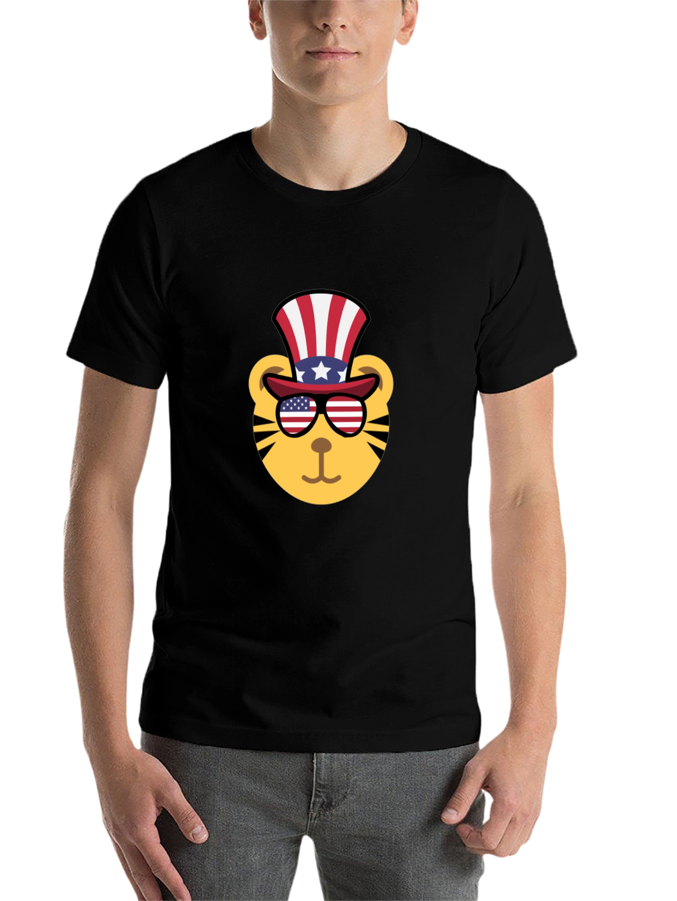 Black Patriotic Tiger Graphic Tee - Men's Black T-Shirt view 7