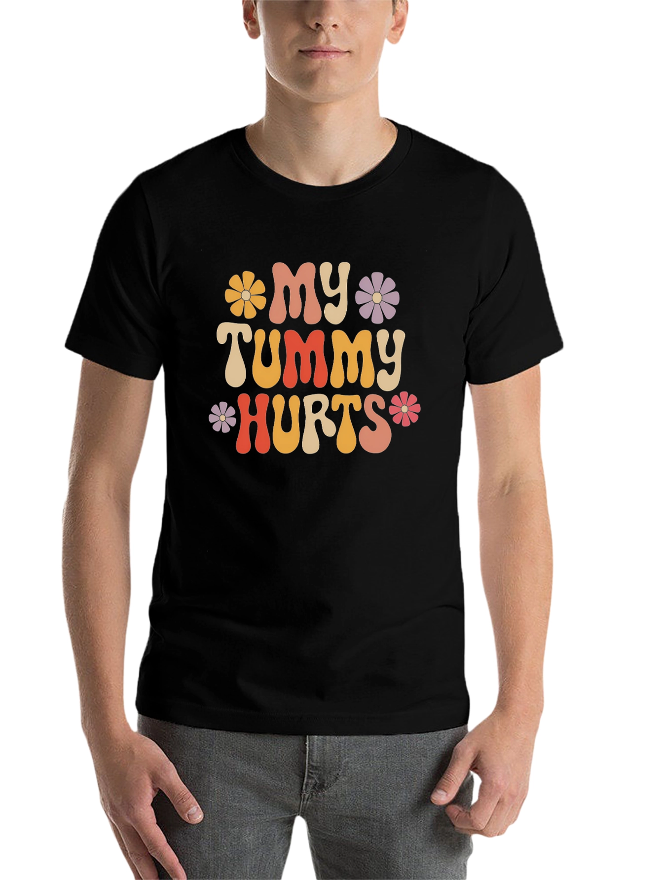Black My Tummy Hurts Graphic Tee - Funny Shirt view 7