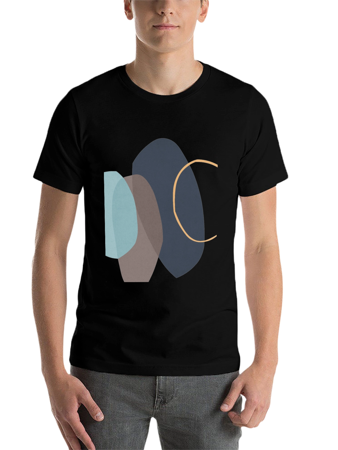 Black Abstract Graphic Print Black T-Shirt view 7