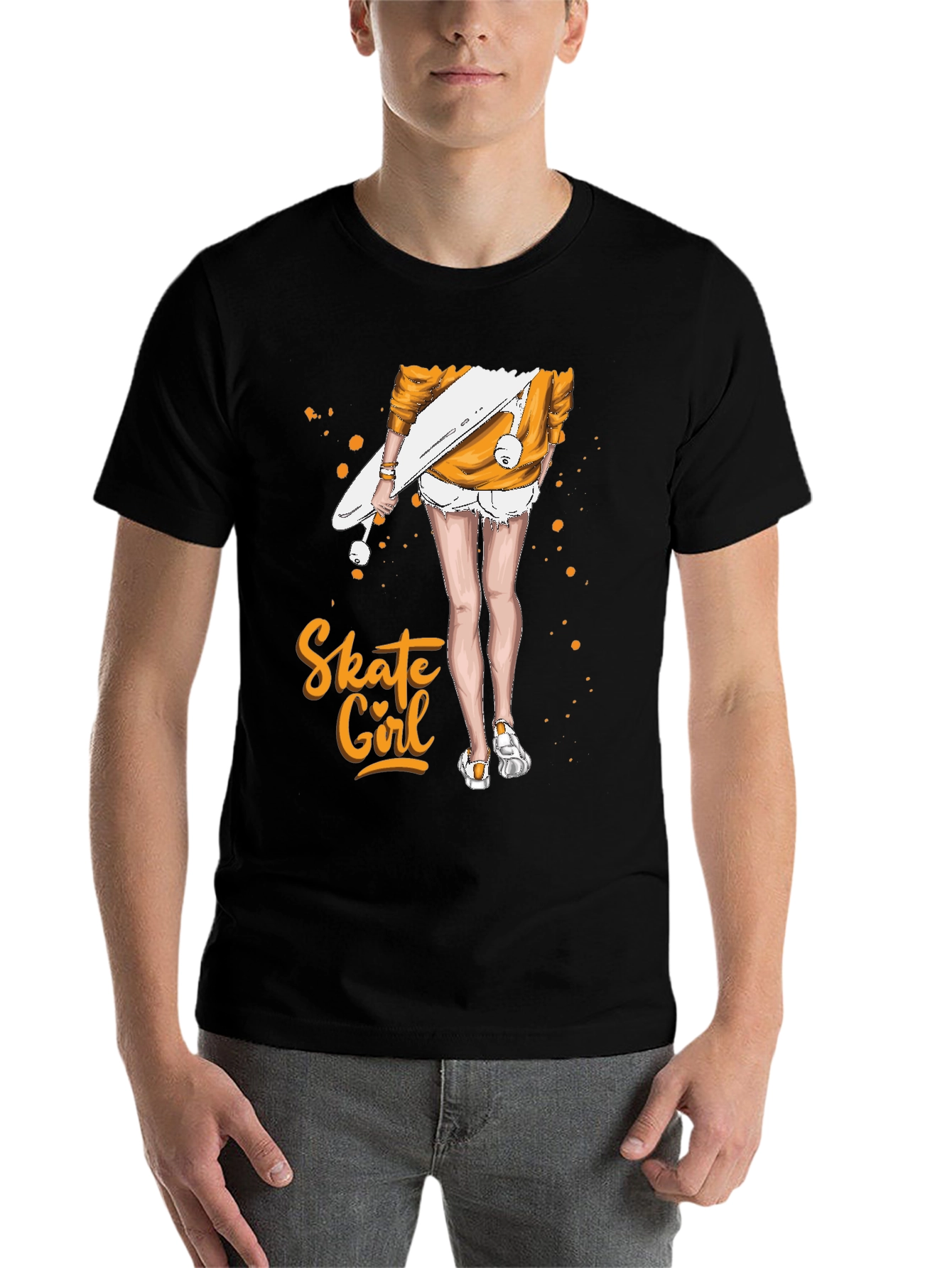 Black Skate Girl Graphic T-Shirt - Black view 7
