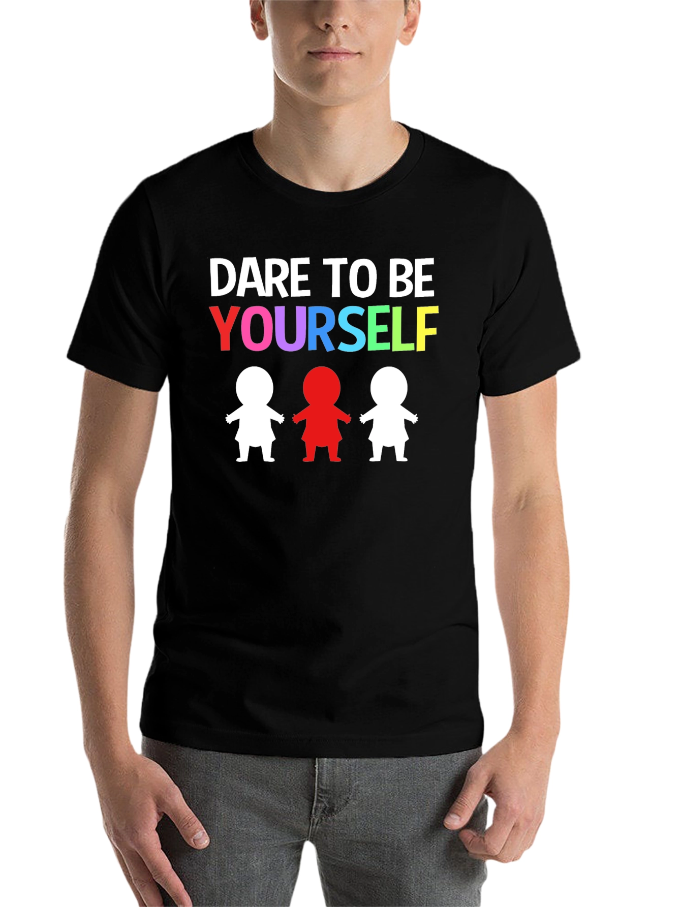Black Dare to Be Yourself Graphic Print Black T-Shirt view 7