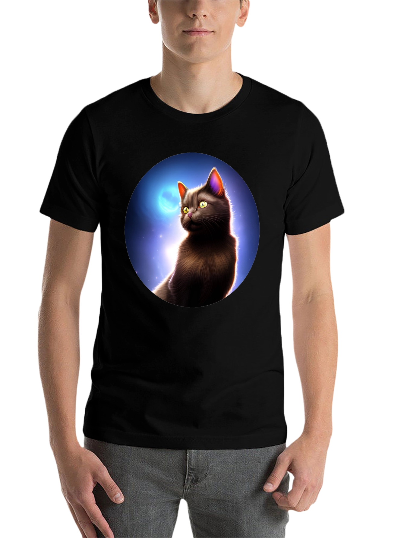 Black Black Cat Moon T-Shirt view 7
