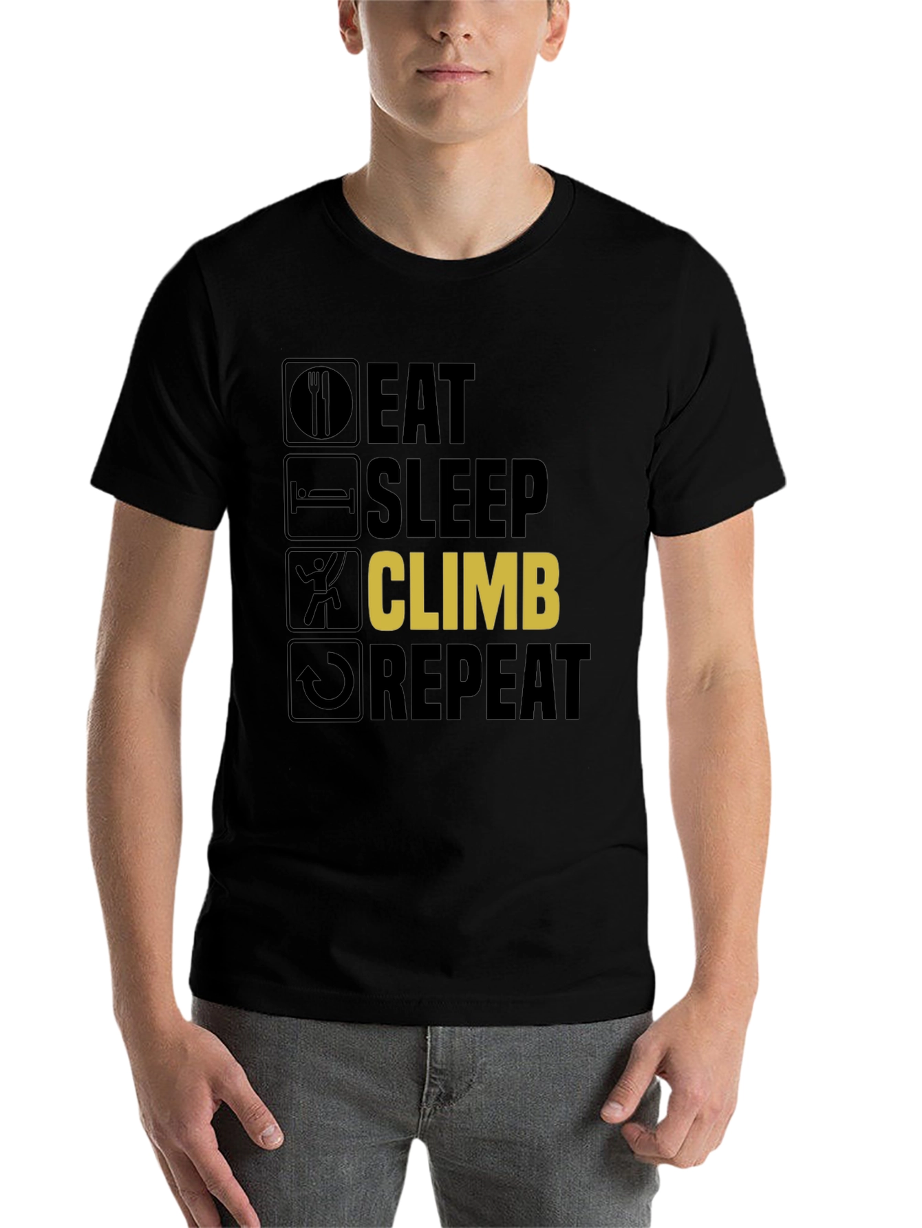 Black Eat Sleep Climb Repeat T-Shirt - Climbing Enthusiast view 7