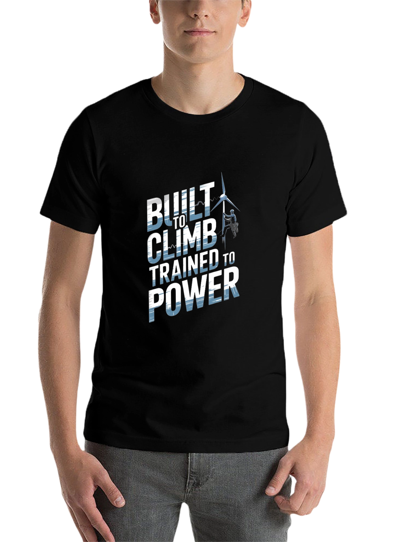 Black Built To Climb T-Shirt - Power Lineman Tee view 7