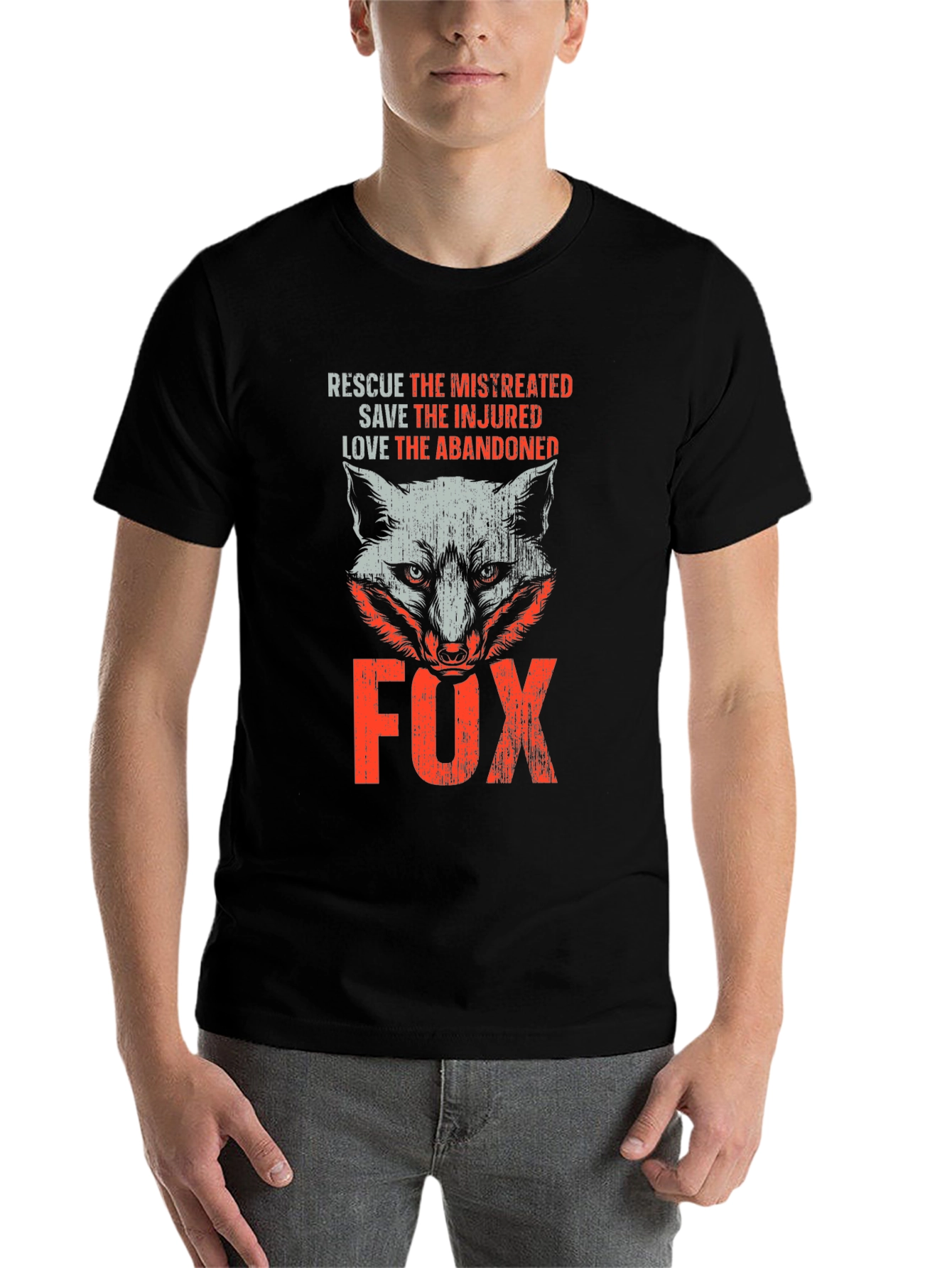 Black Rescue Fox Graphic T-Shirt - Animal Lover Tee view 7