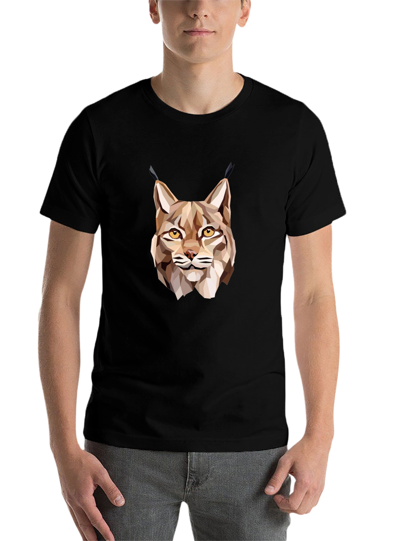 Black Geometric Lynx Graphic T-Shirt - Black view 7