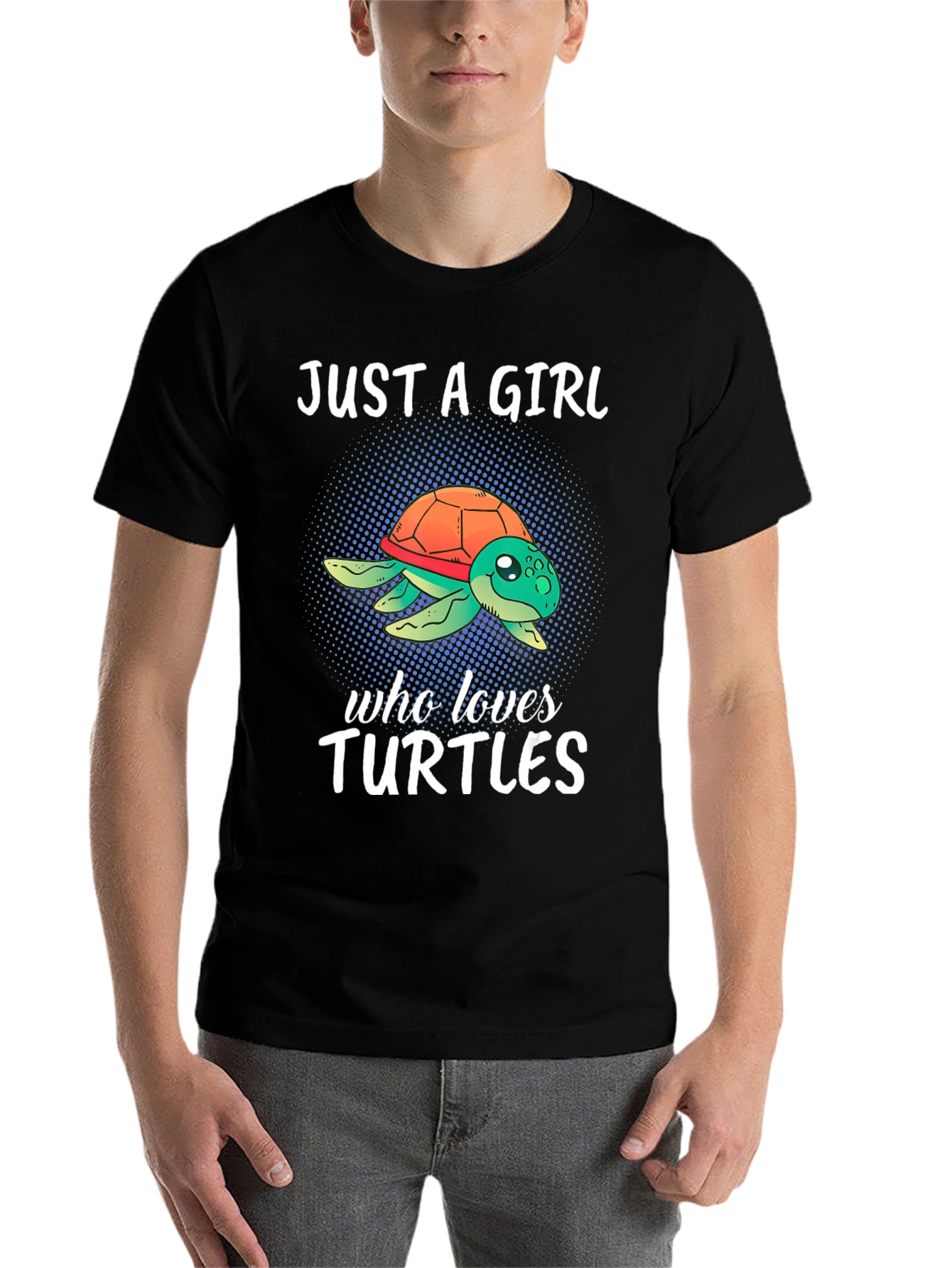 Black Just A Girl Who Loves Turtles T-Shirt view 7
