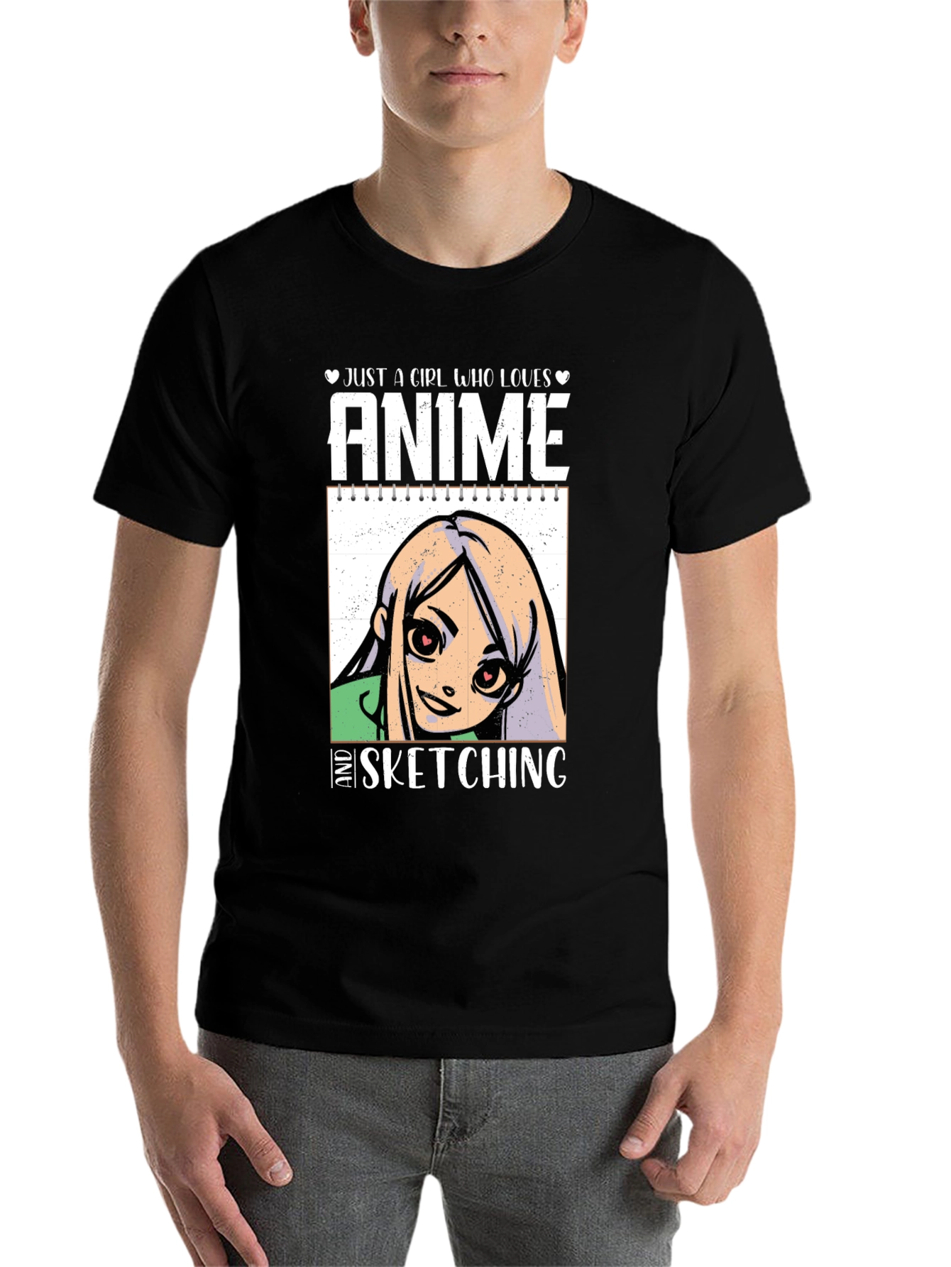 Black Anime Sketching Graphic T-Shirt view 7