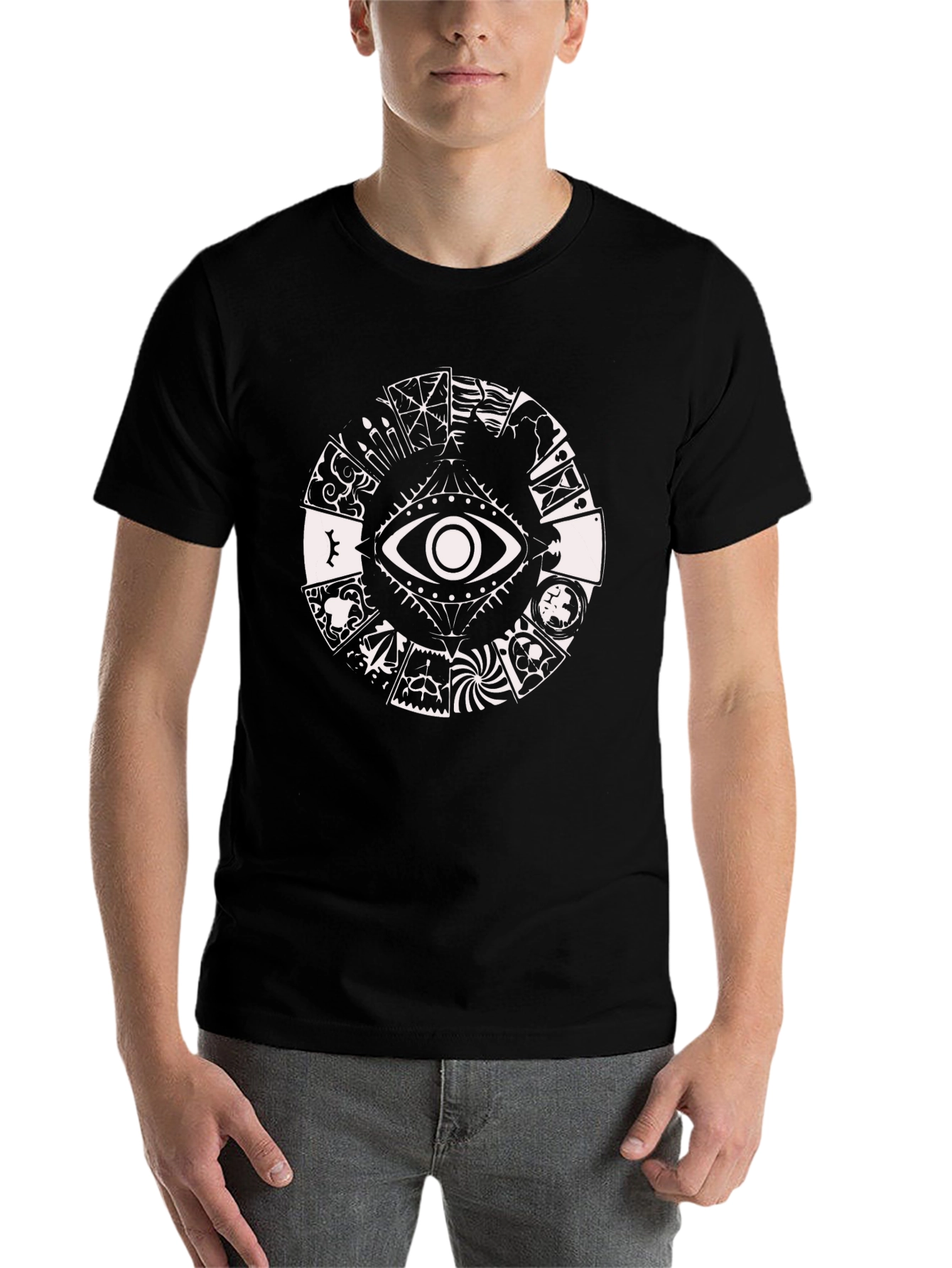 Black Mystic Eye Graphic T-Shirt - Unisex Cotton Tee view 7