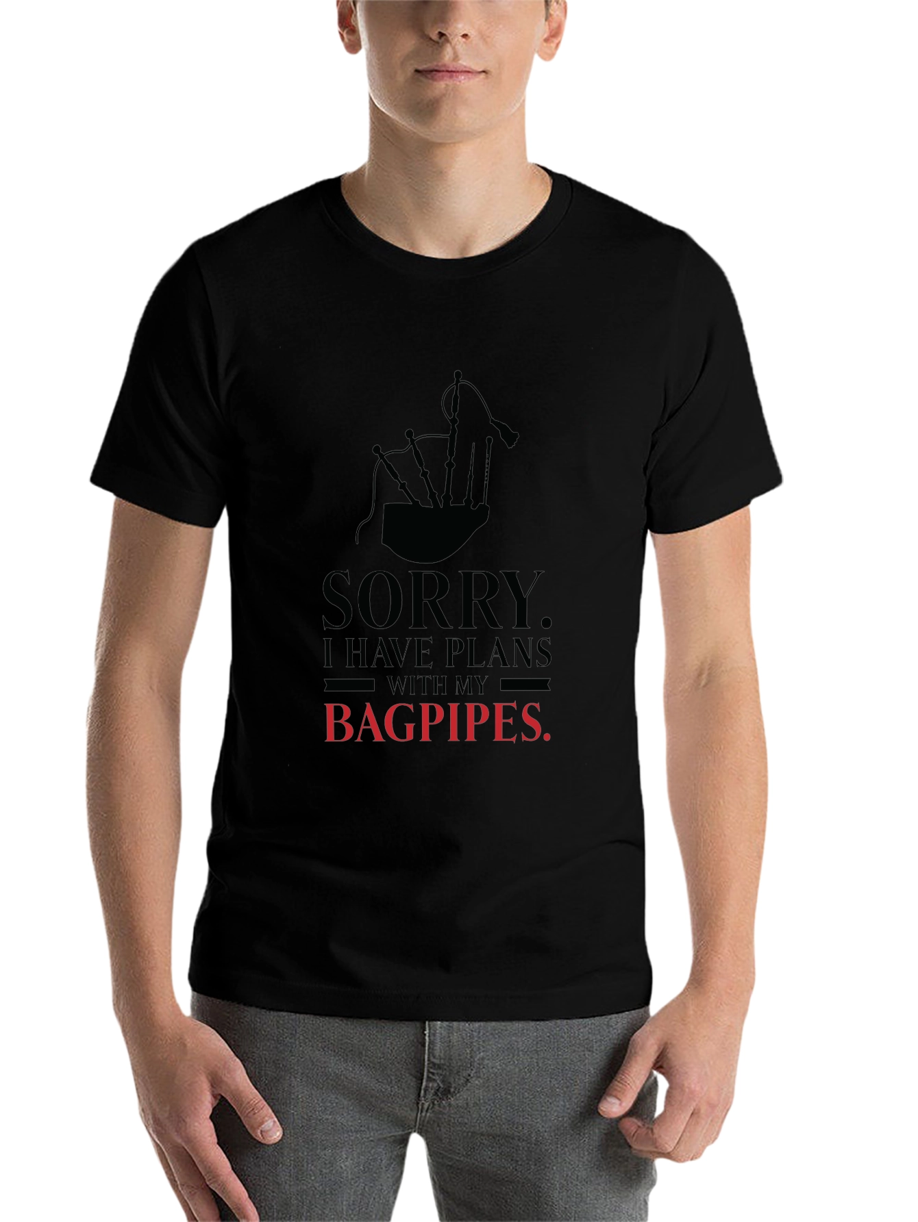 Black Bagpipes Plans T-Shirt - Scottish Music Tee view 7
