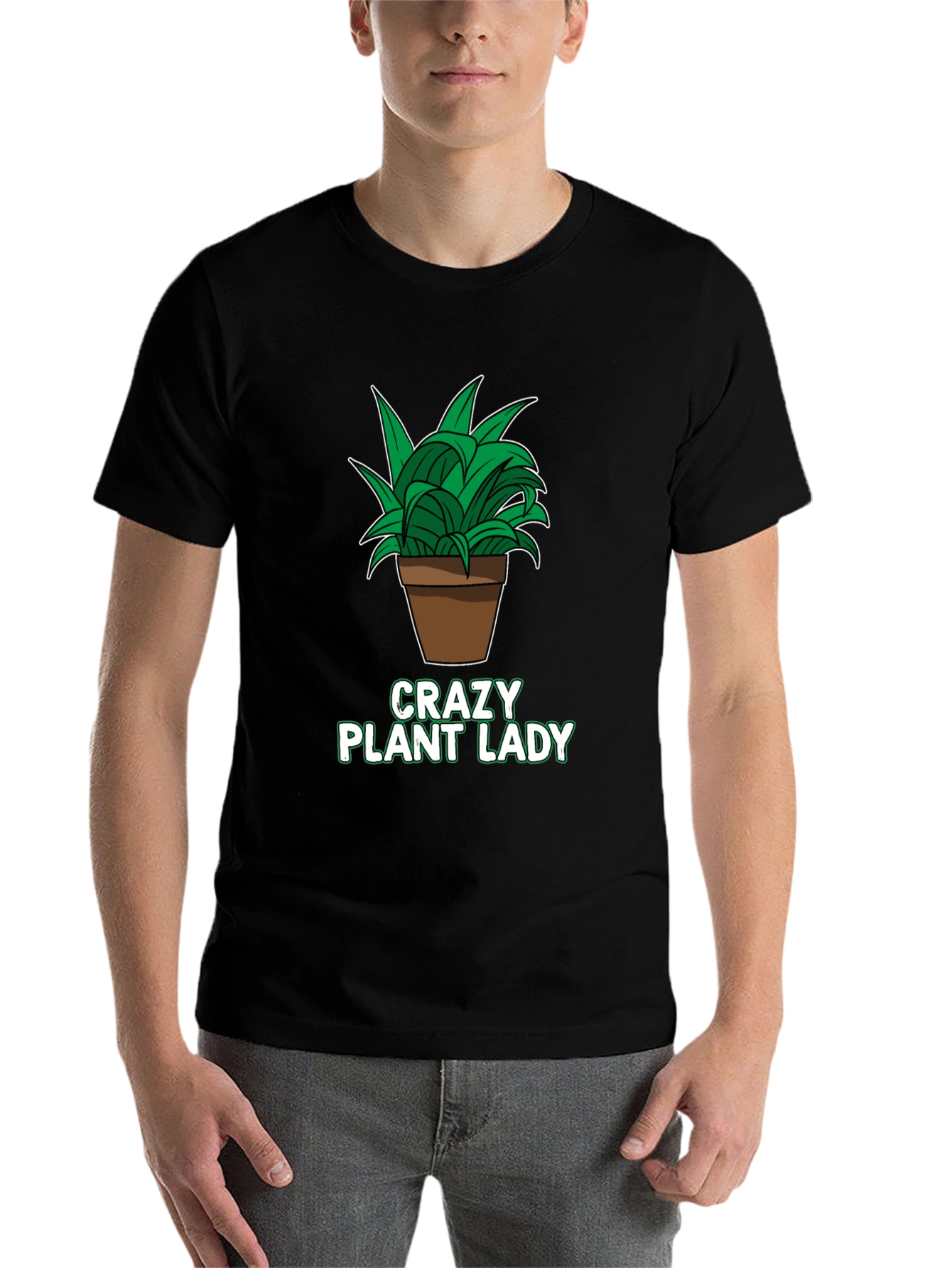 Black Crazy Plant Lady Graphic T-Shirt - Black view 7