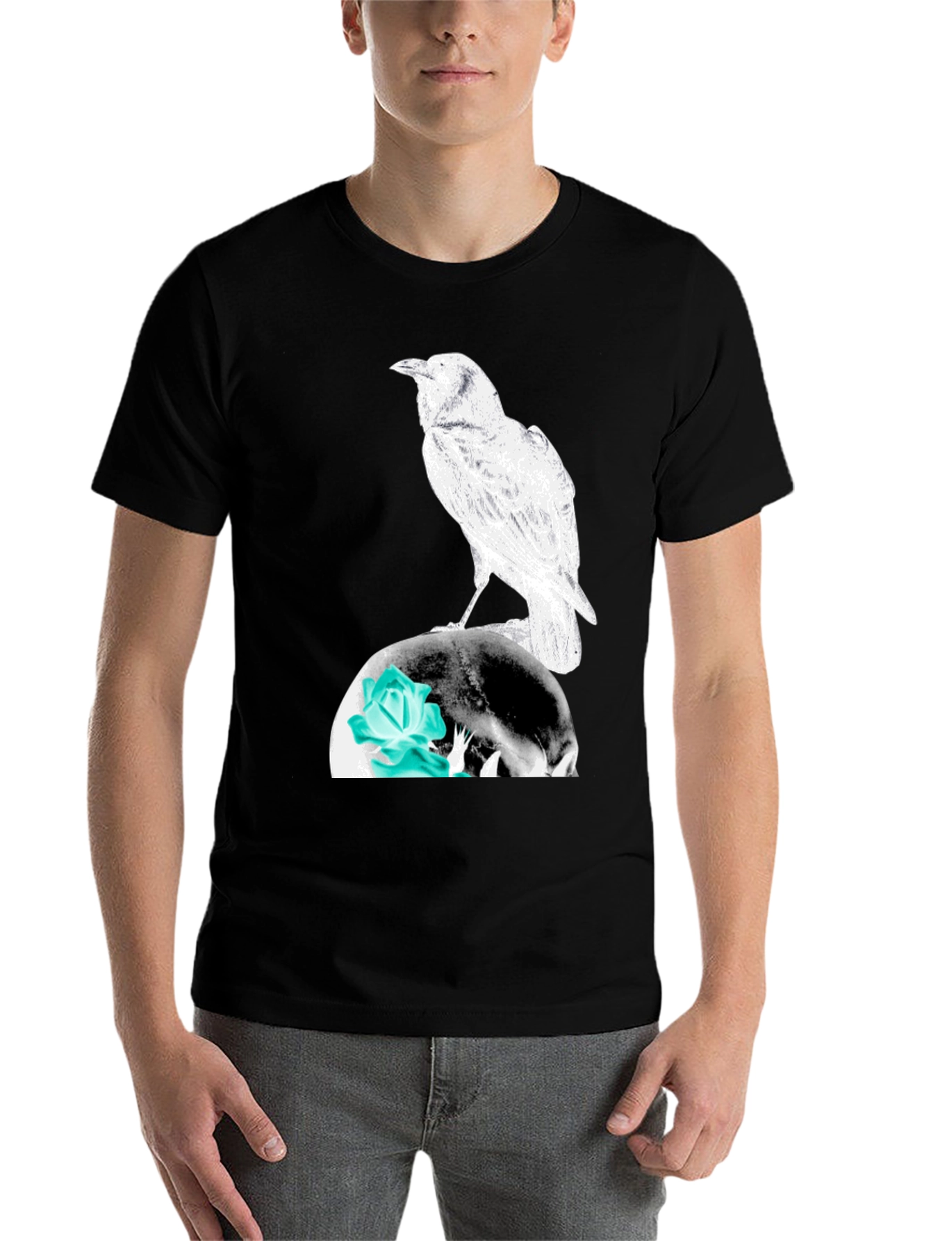 Black Raven Skull Graphic Tee view 7