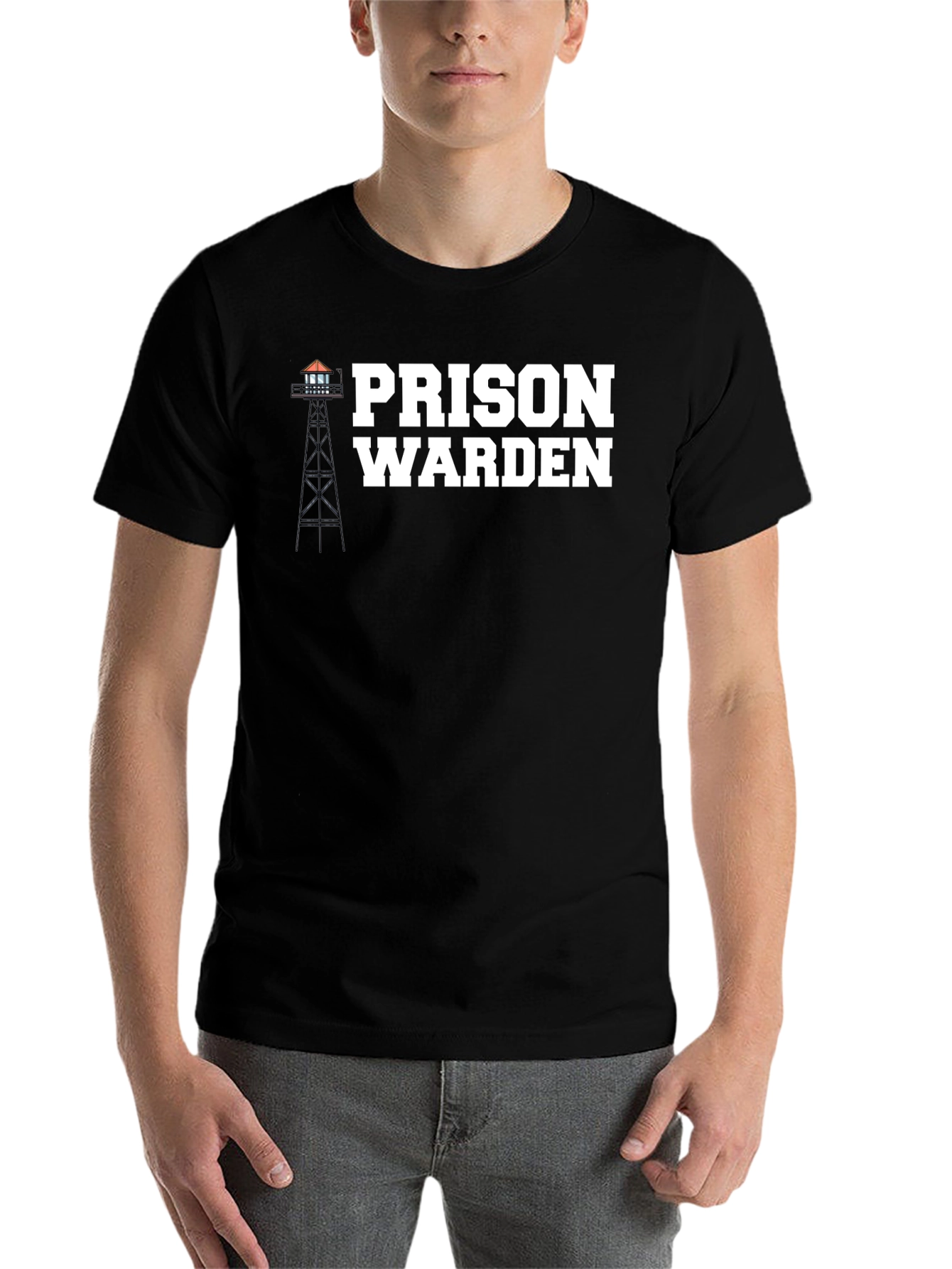 Black Prison Warden Graphic Tee - Classic Black T-Shirt view 7