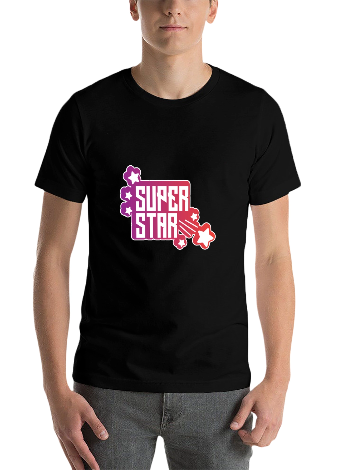 Black Super Star Graphic Tee - Men's Black T-Shirt view 7