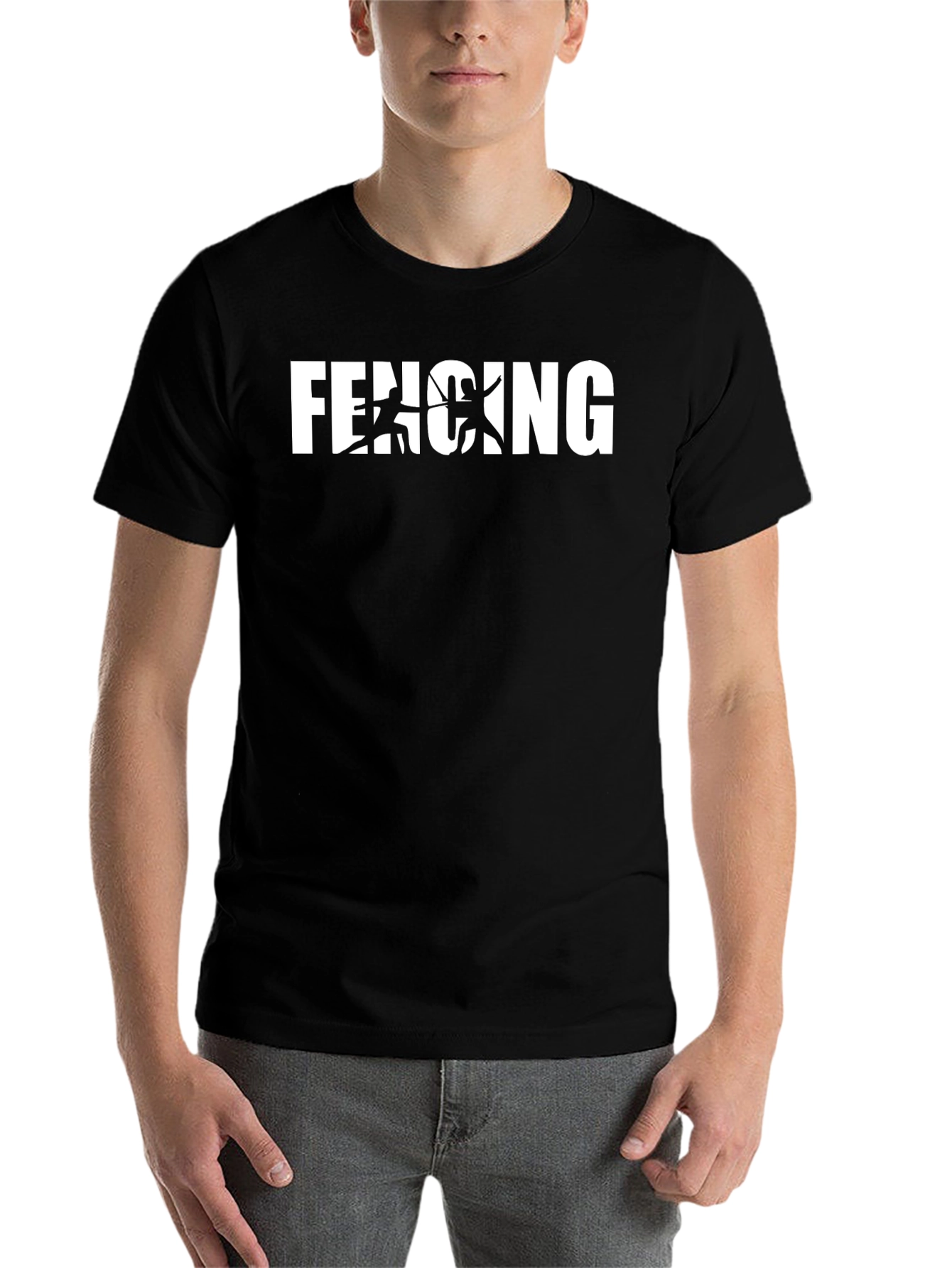 Black Fencing Graphic Black T-Shirt view 7