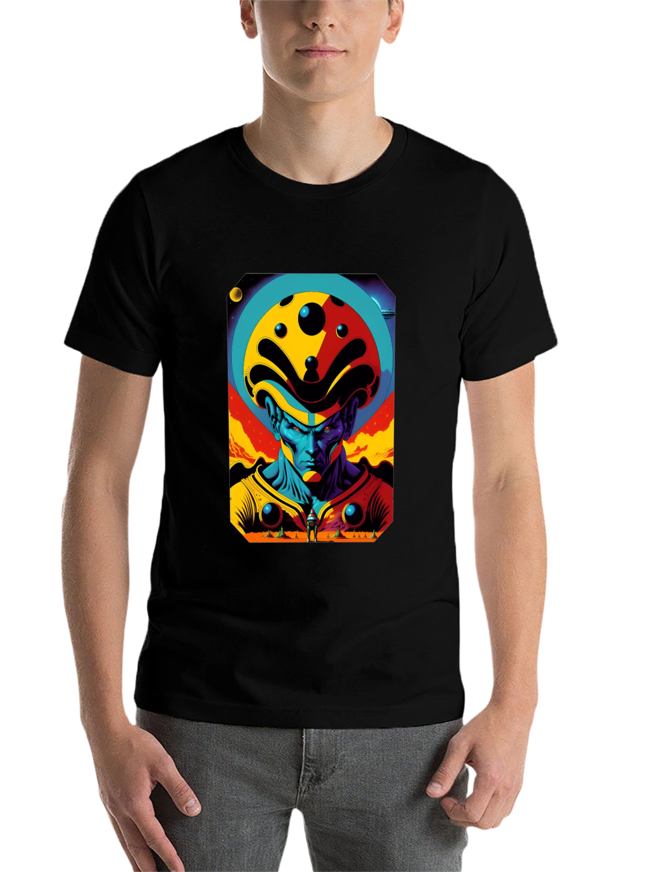 Black Retro Sci-Fi Alien Graphic Tee - Modern Comfort view 7