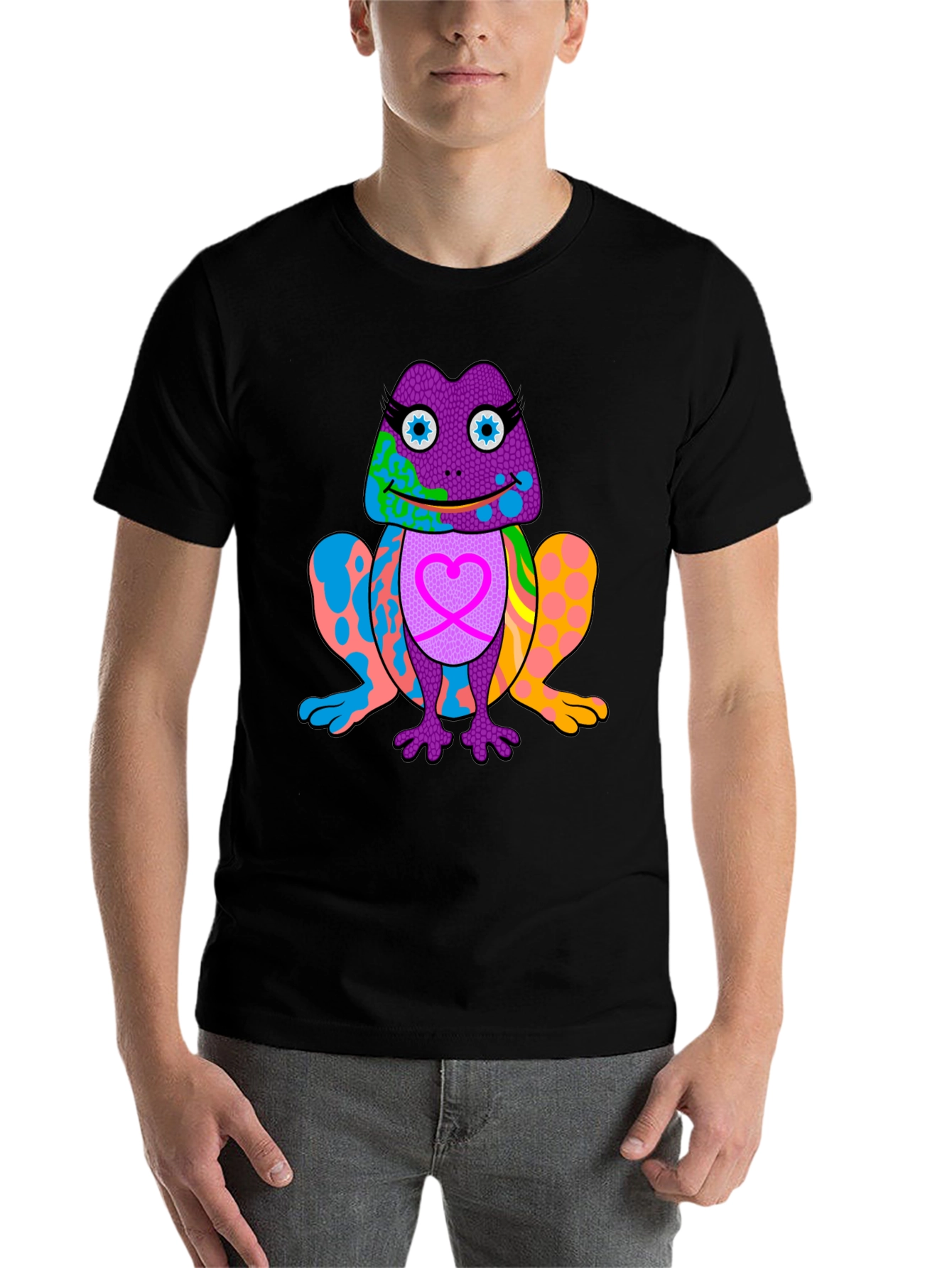 Black Funky Frog Graphic Tee - Vibrant & Unique Design view 7