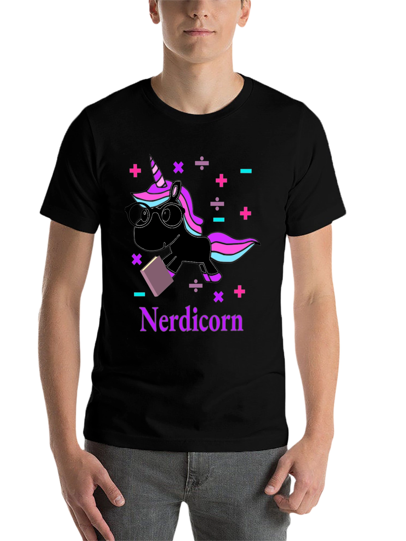 Black Nerdicorn T-Shirt - Funny Unicorn Graphic Tee view 7