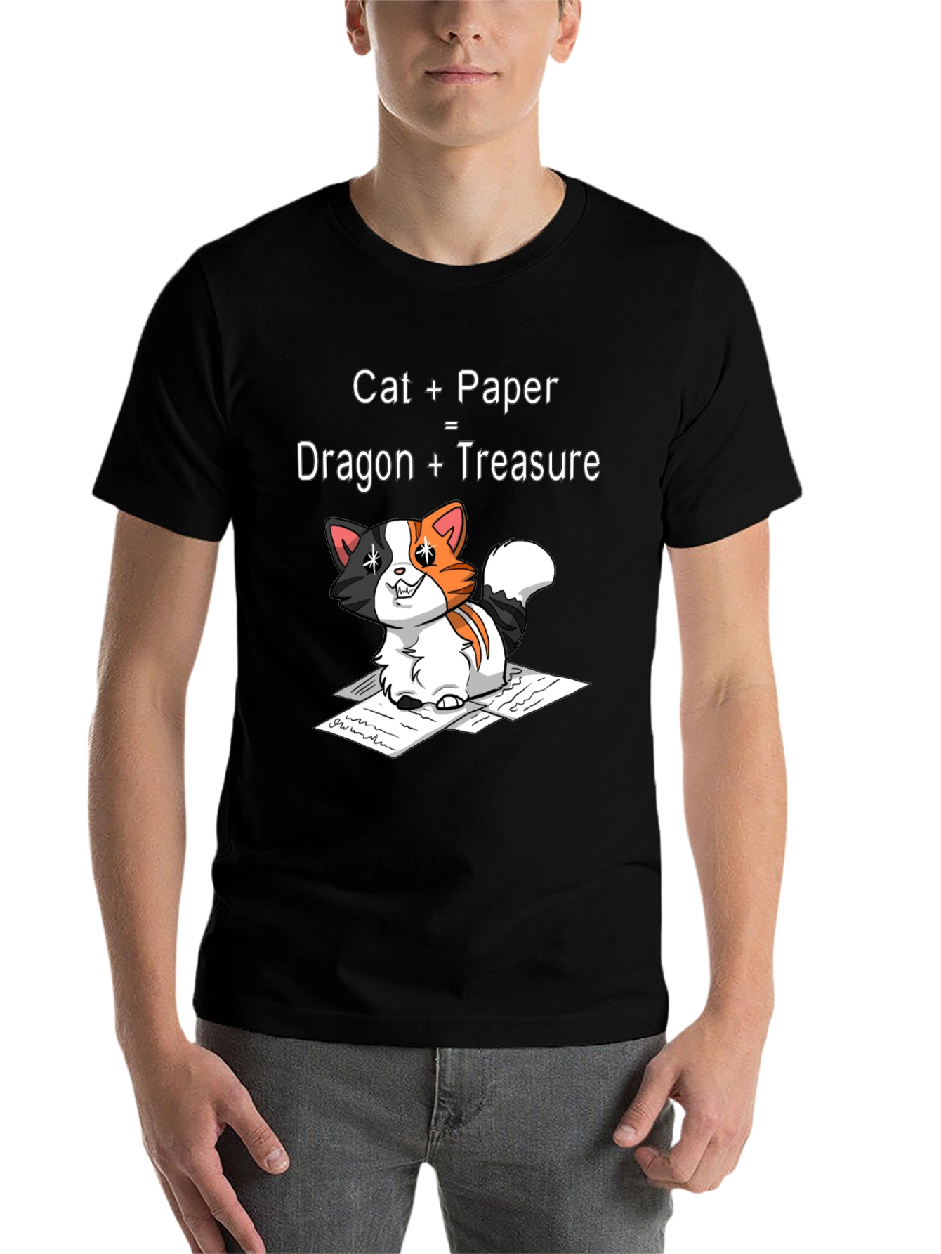 Black Cat Dragon Treasure Graphic T-Shirt view 7