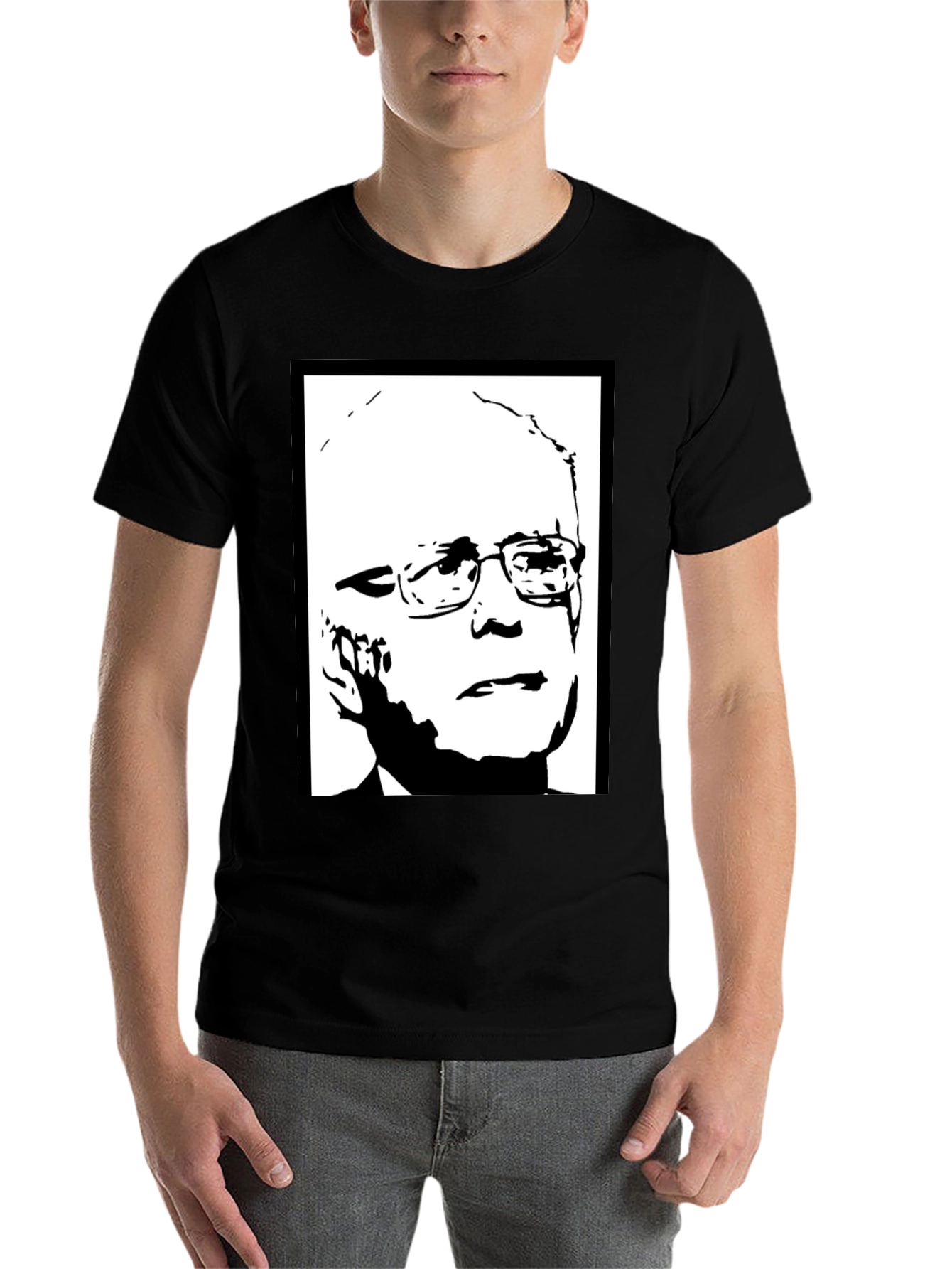 Black Political Graphic Tee - Bernie Sanders Portrait Shirt view 7