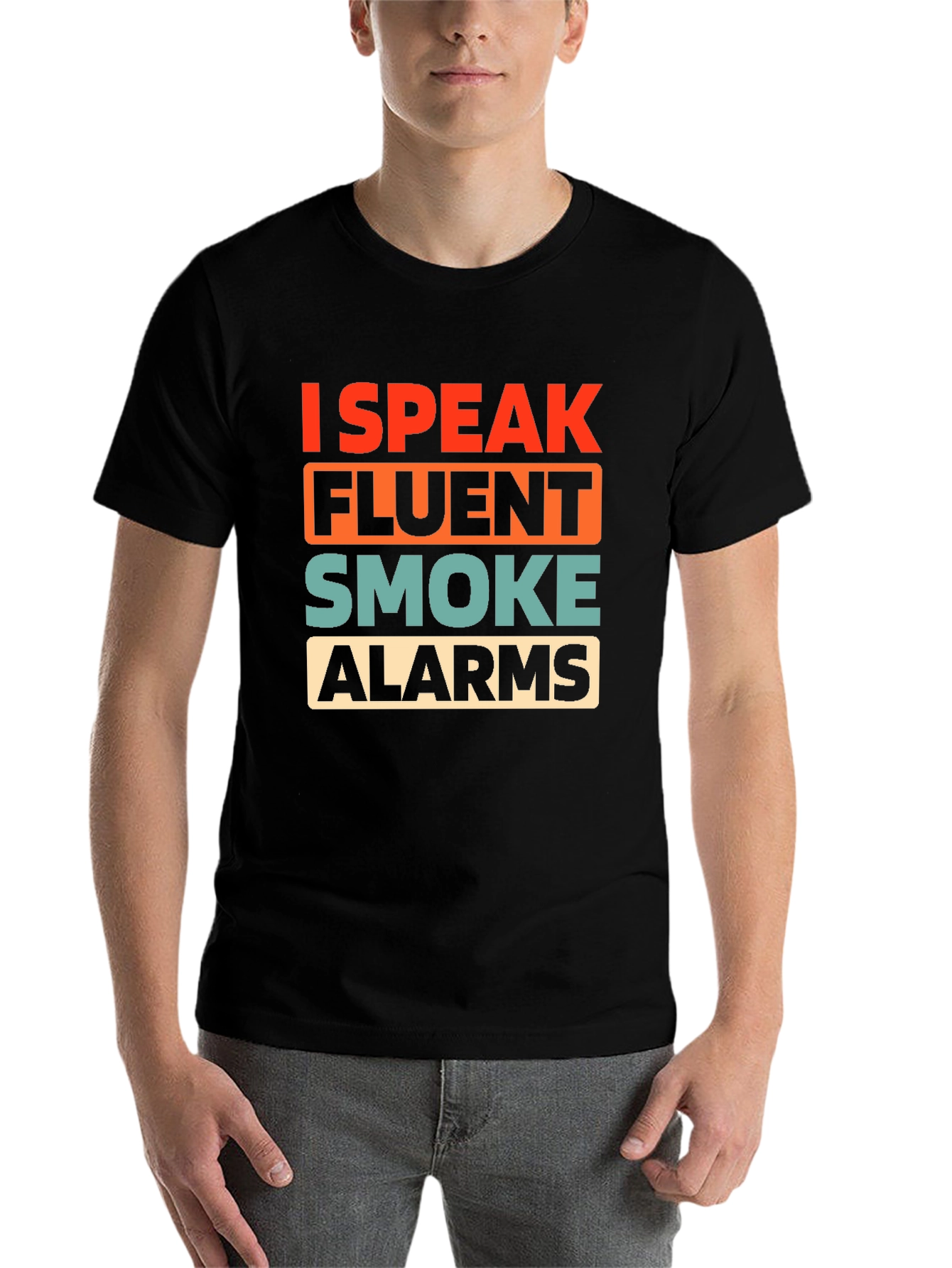 Black I Speak Fluent Smoke Alarms Graphic T-Shirt view 7