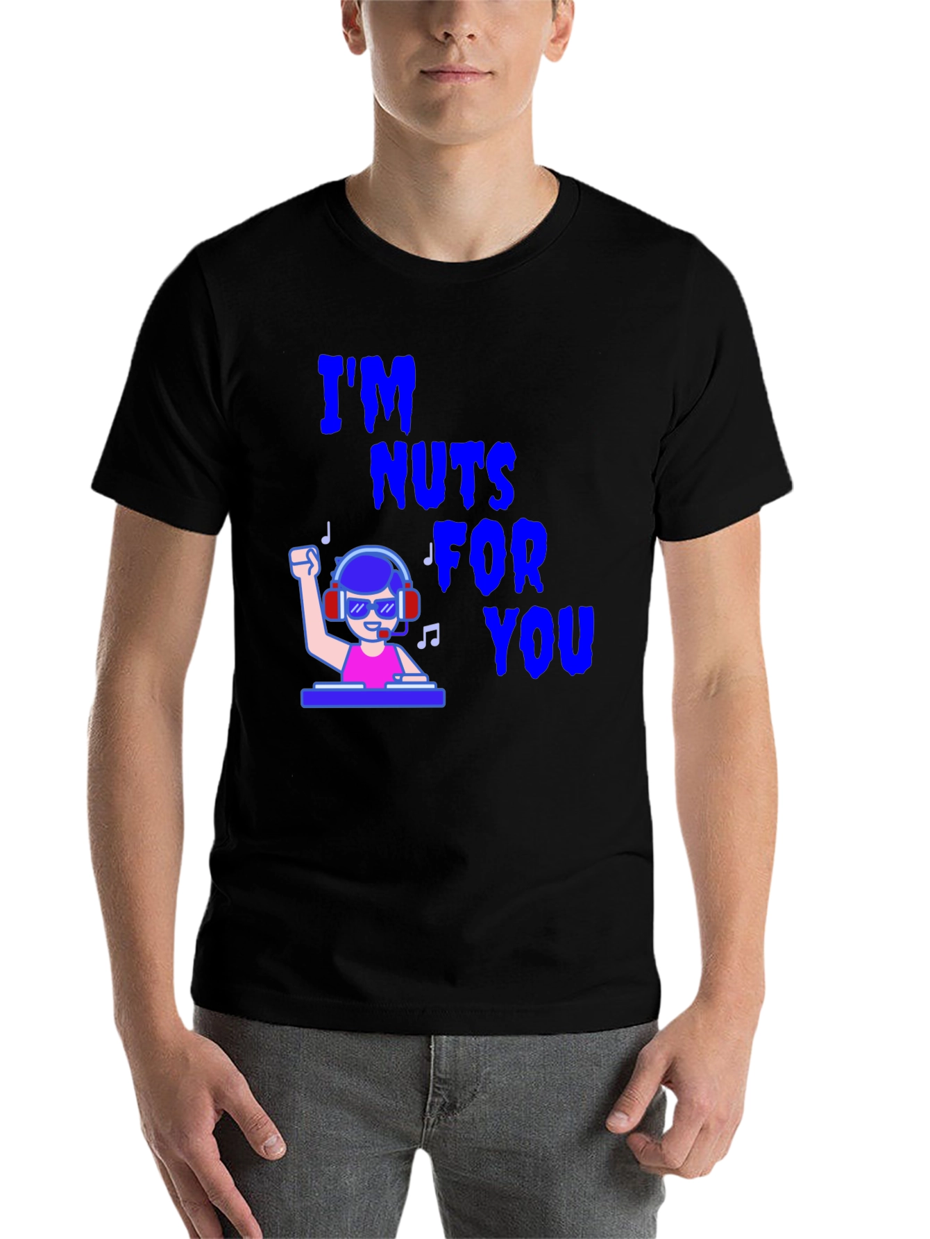 Black I'm Nuts For You DJ Graphic T-Shirt view 7