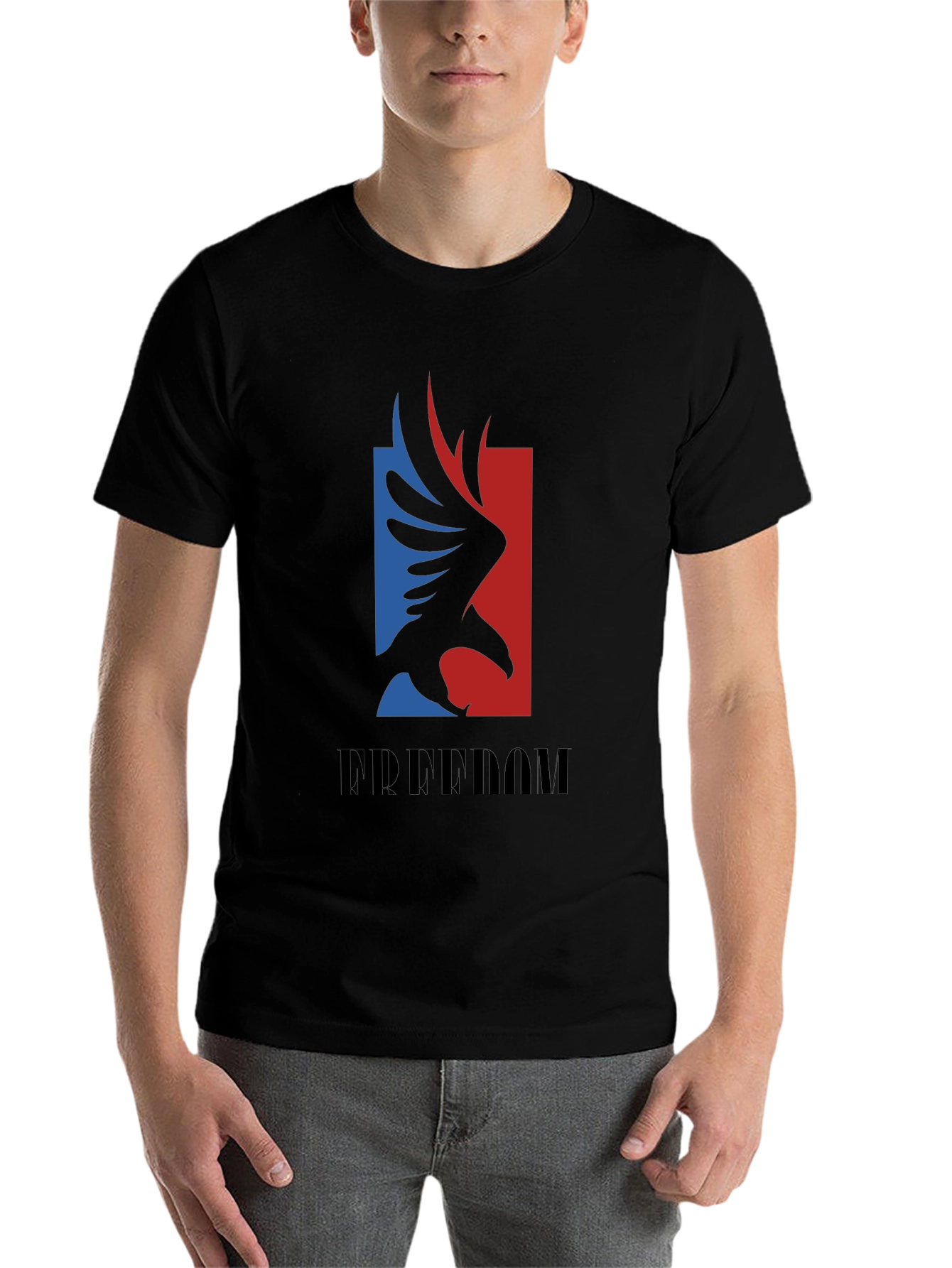 Black Freedom Eagle Graphic Tee - Patriotic Black T-Shirt view 7