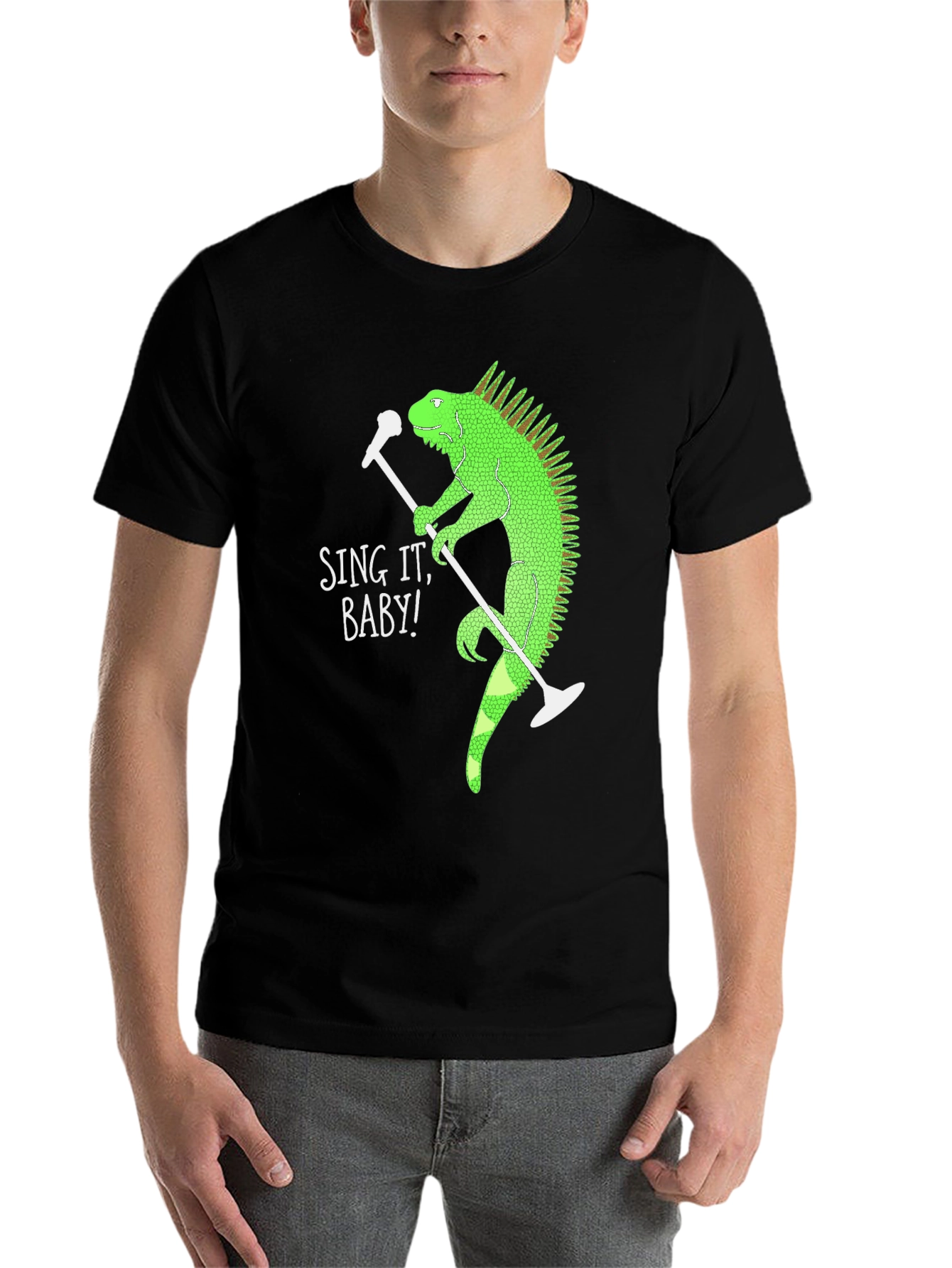 Black Sing It Baby Iguana Graphic T-Shirt view 7