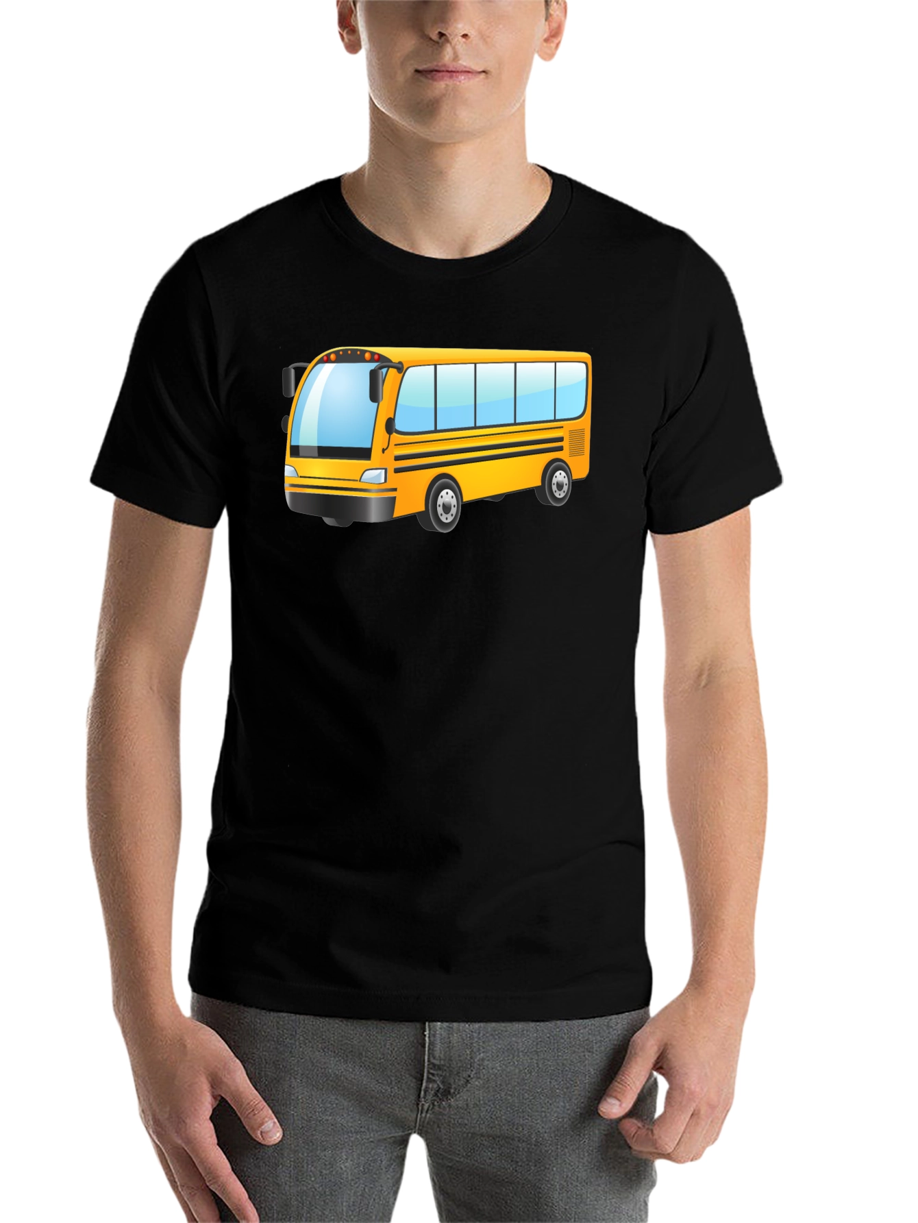 Black Cartoon School Bus Graphic T-Shirt view 7