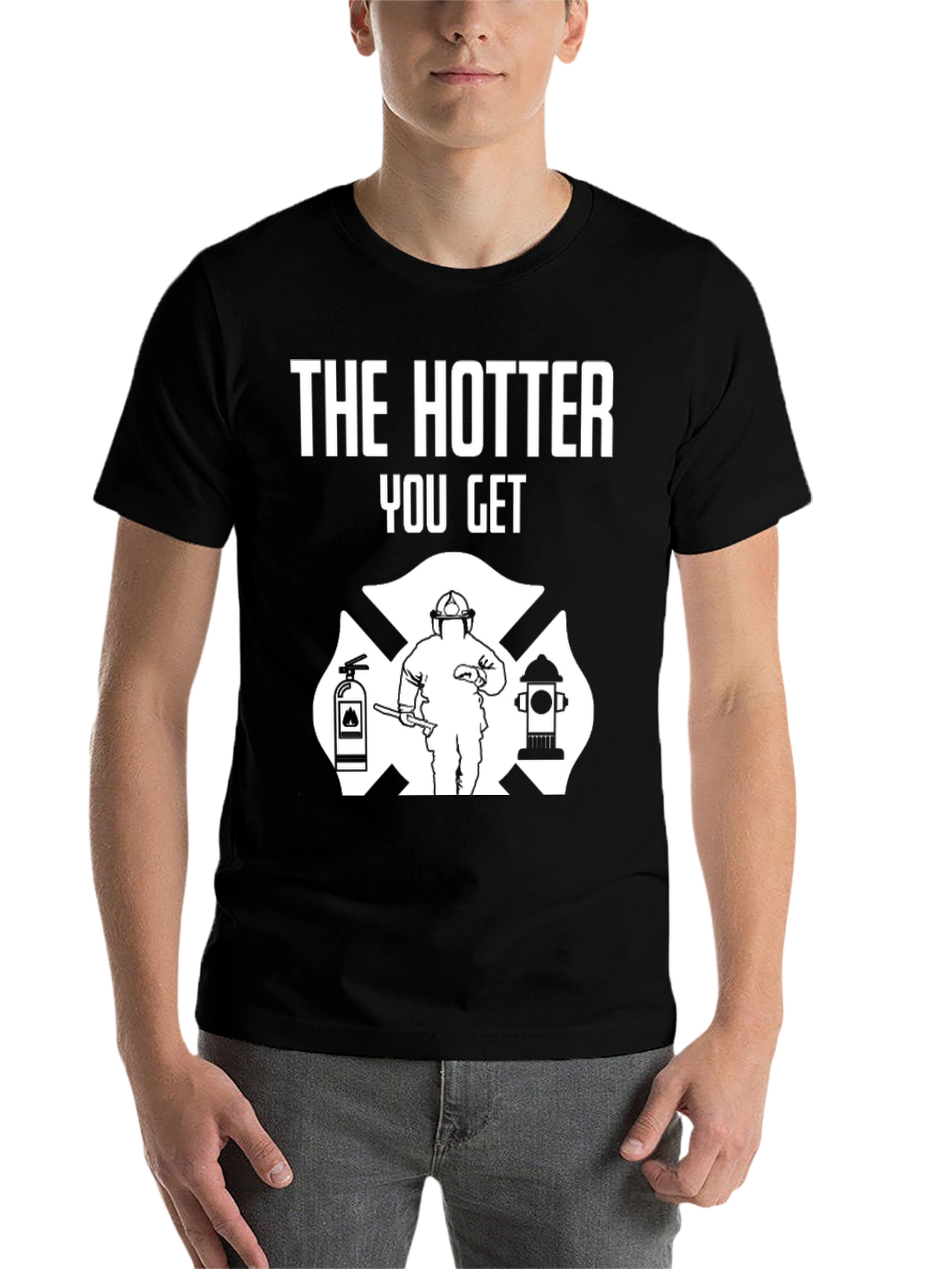Black Firefighter Humor T-Shirt - The Hotter You Get view 7