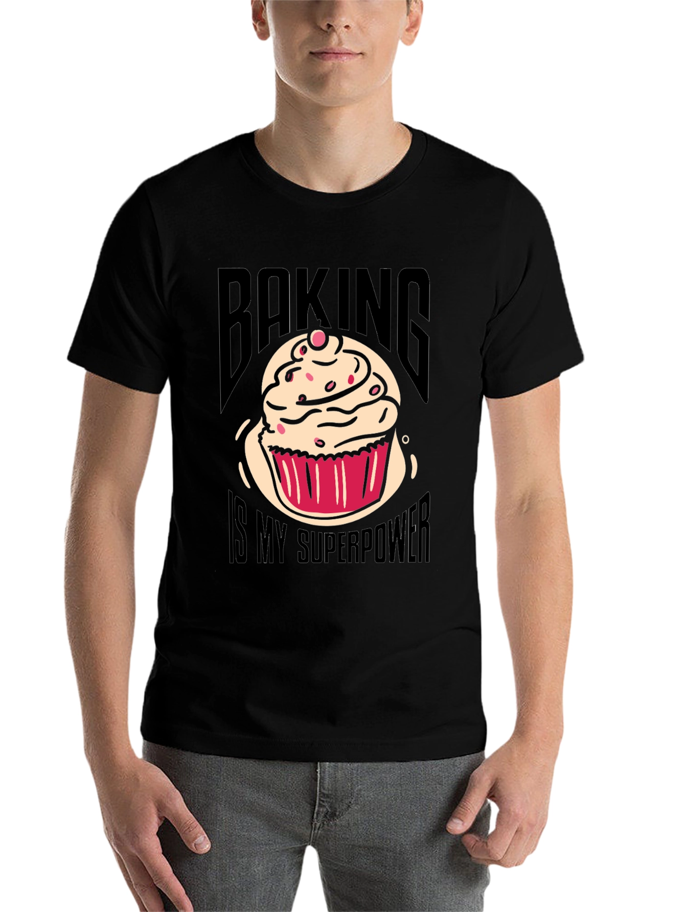 Black Baking is My Superpower Graphic T-Shirt view 7