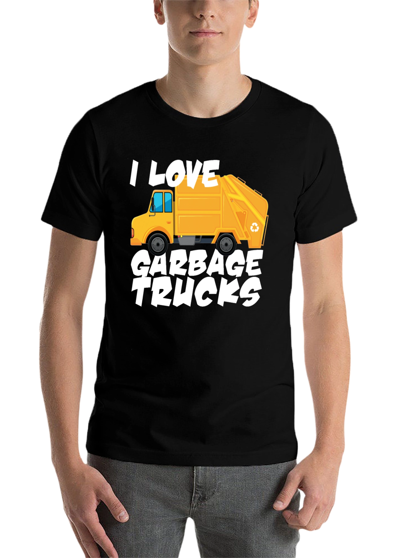Black I Love Garbage Trucks Graphic T-Shirt view 7