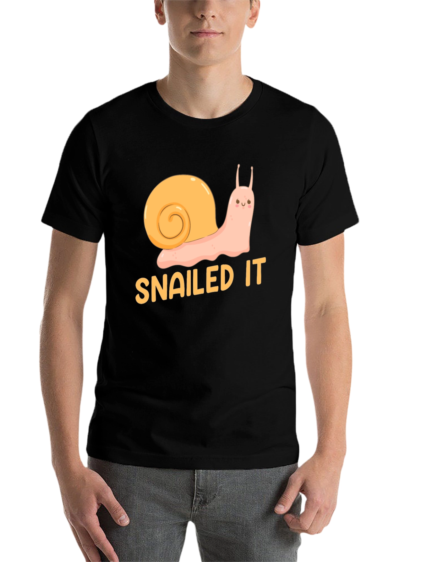 Black Snailed It! Funny Snail Graphic T-Shirt - Black Cotton Tee view 7