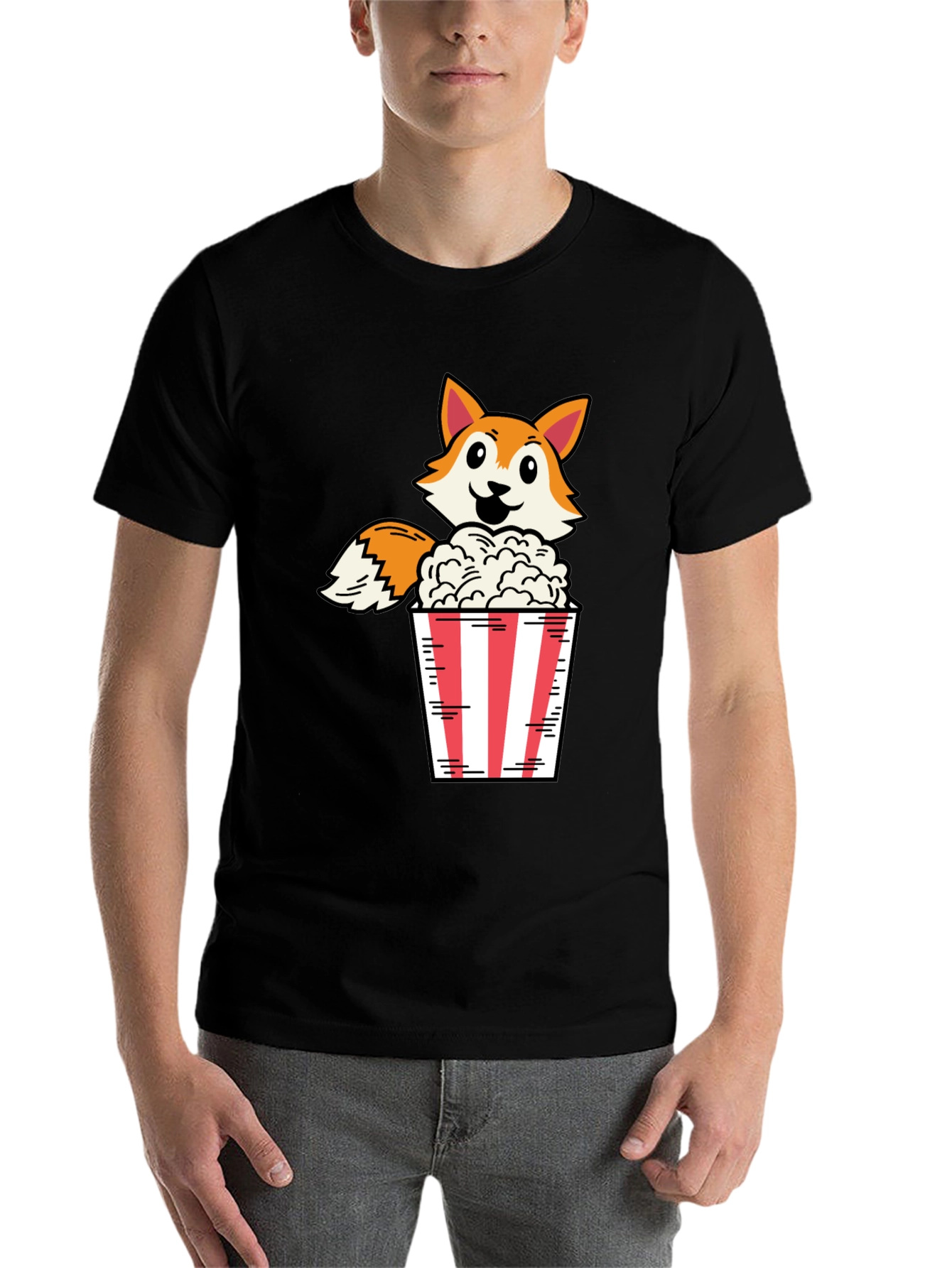 Black Fox Popcorn Black T-Shirt view 7