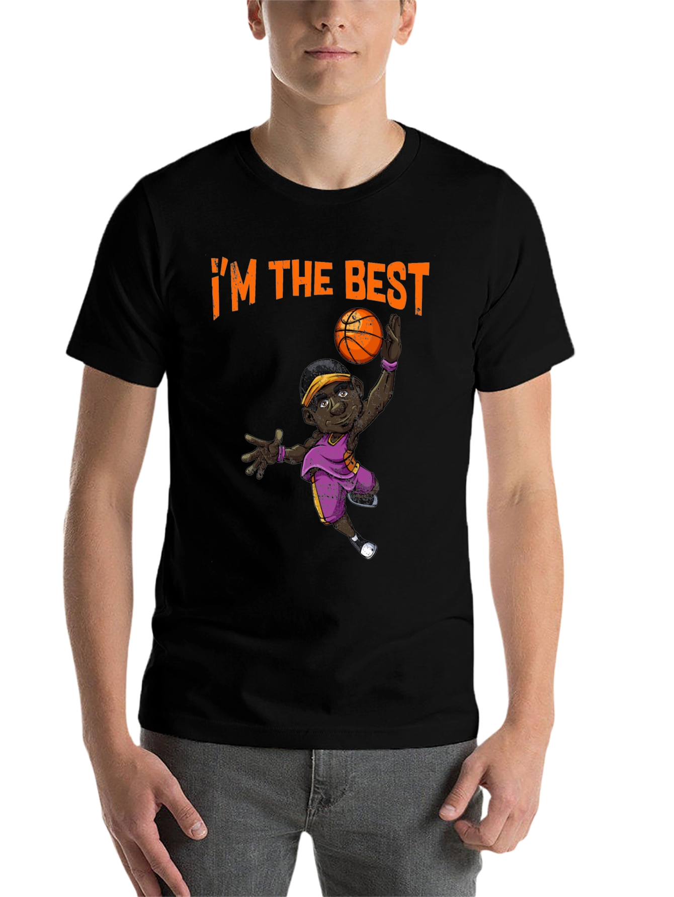 Black I'm The Best Basketball T-Shirt view 7