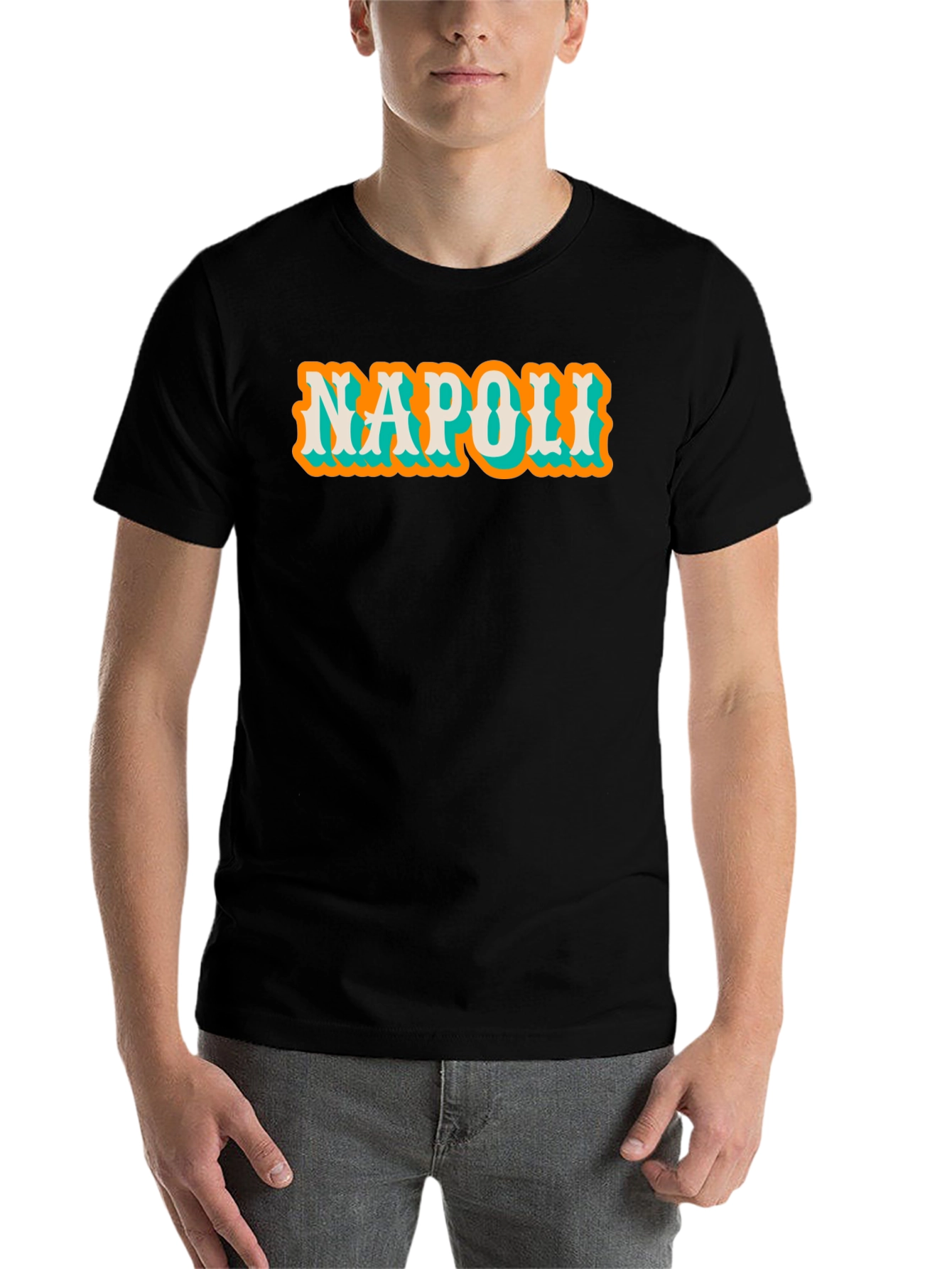 Black Napoli Graphic Tee - Vintage Style Cotton T-Shirt view 7