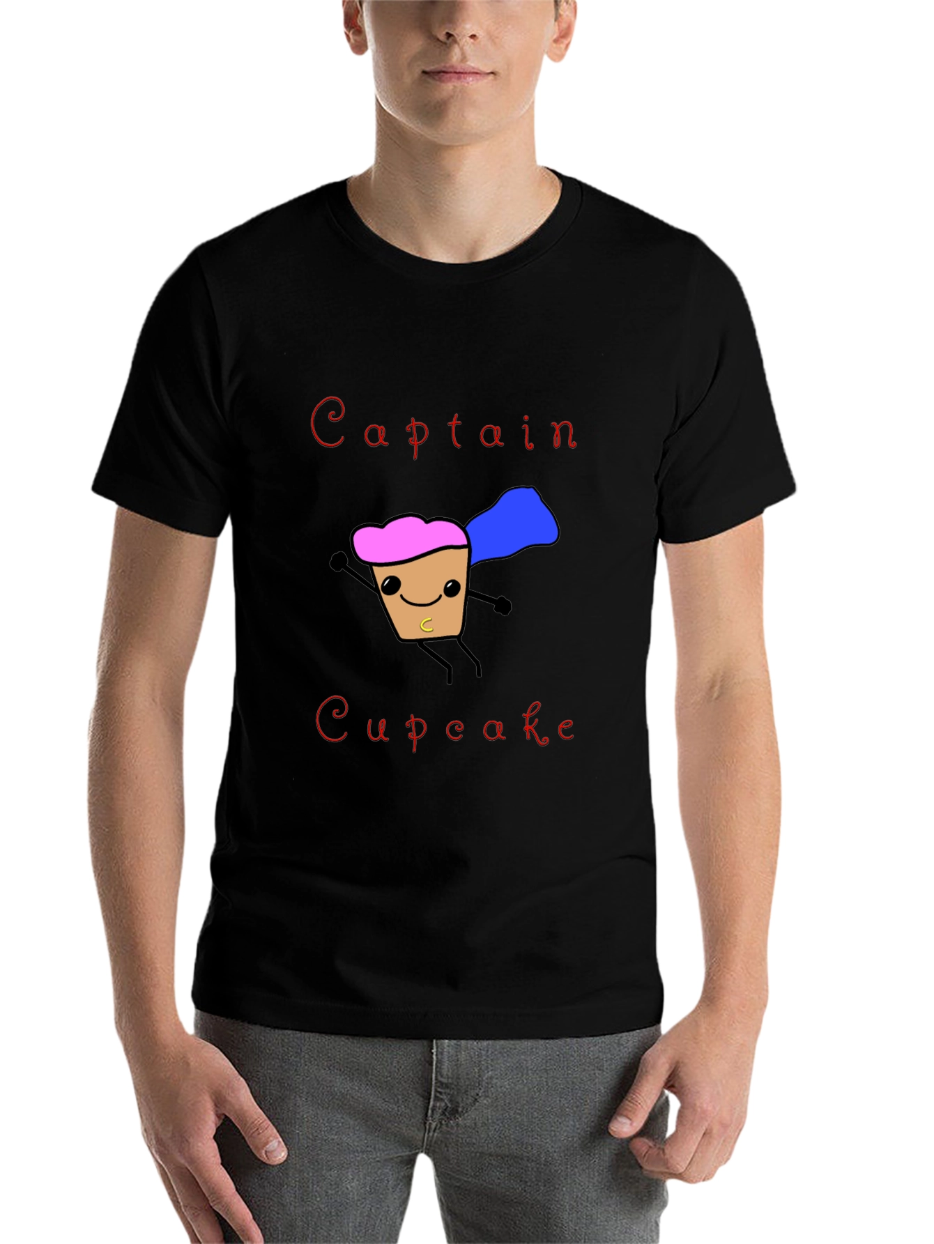 Black Captain Cupcake T-Shirt Funny Hero Graphic Tee view 7