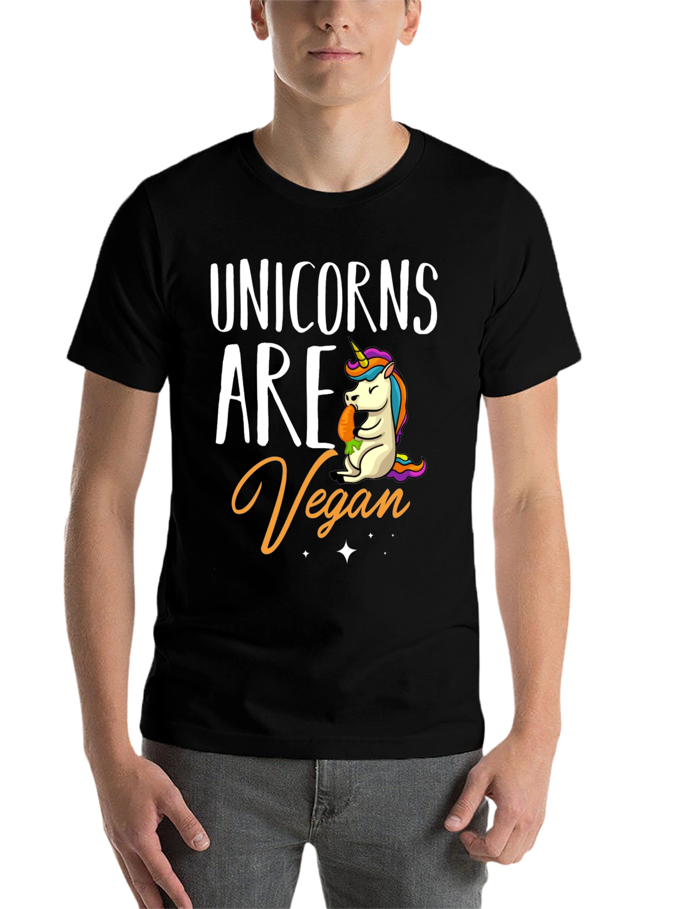 Black Unicorn Vegan T-Shirt - Black Graphic Tee view 7