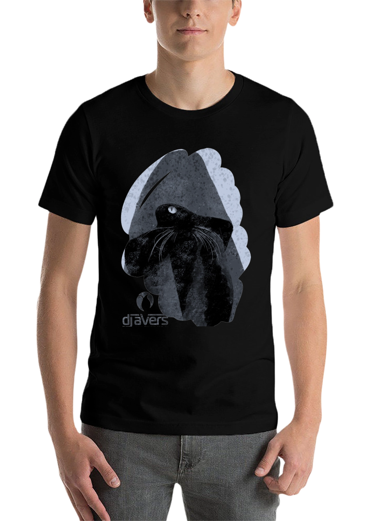 Black Black Cat Graphic Tee - Cool Artistic Design view 7