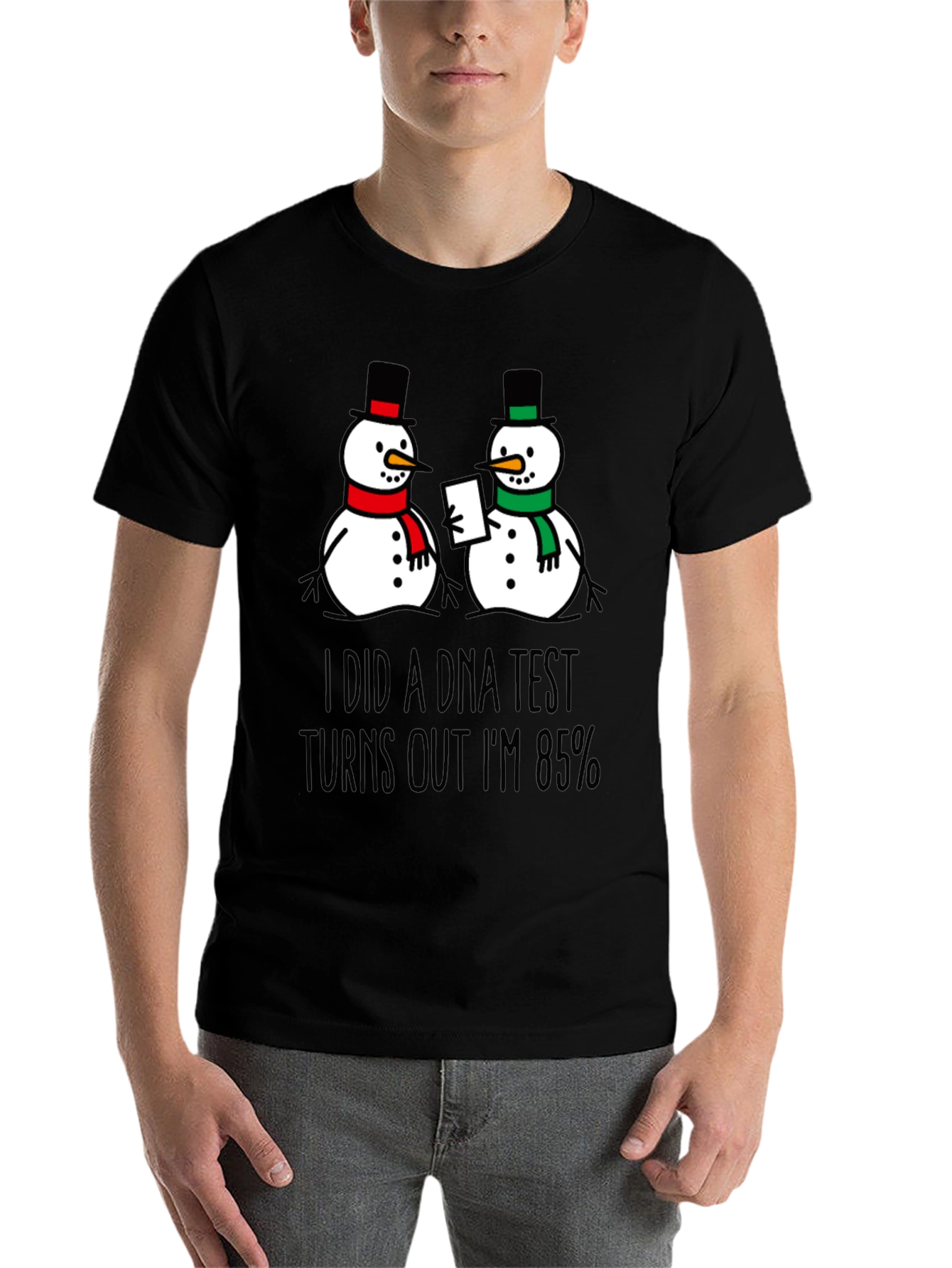 Black DNA Test Snowman Graphic Tee view 7