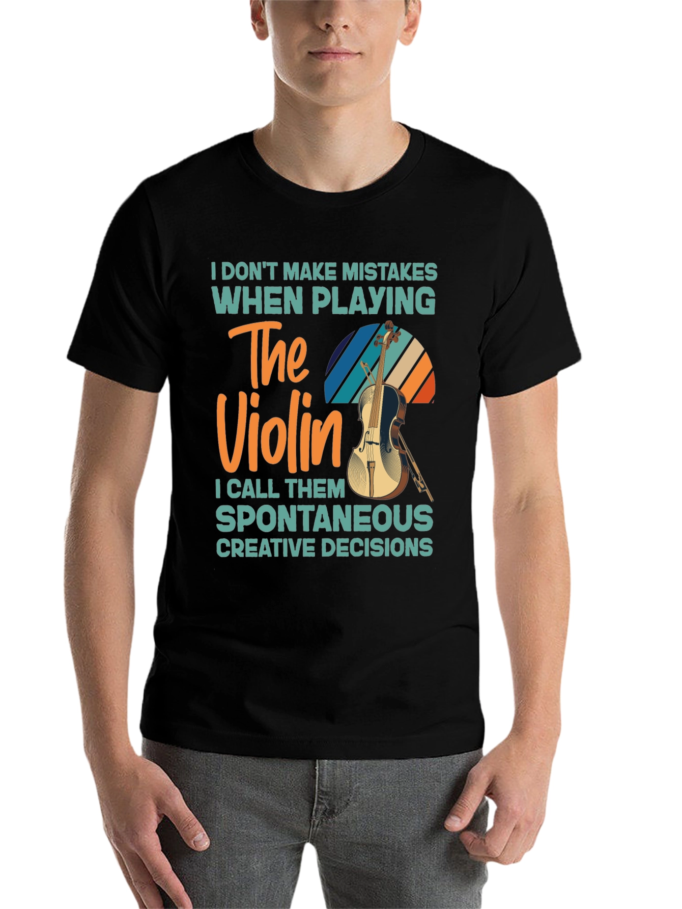 Black Violin Player T-Shirt - No Mistakes Just Creative Decisions view 7