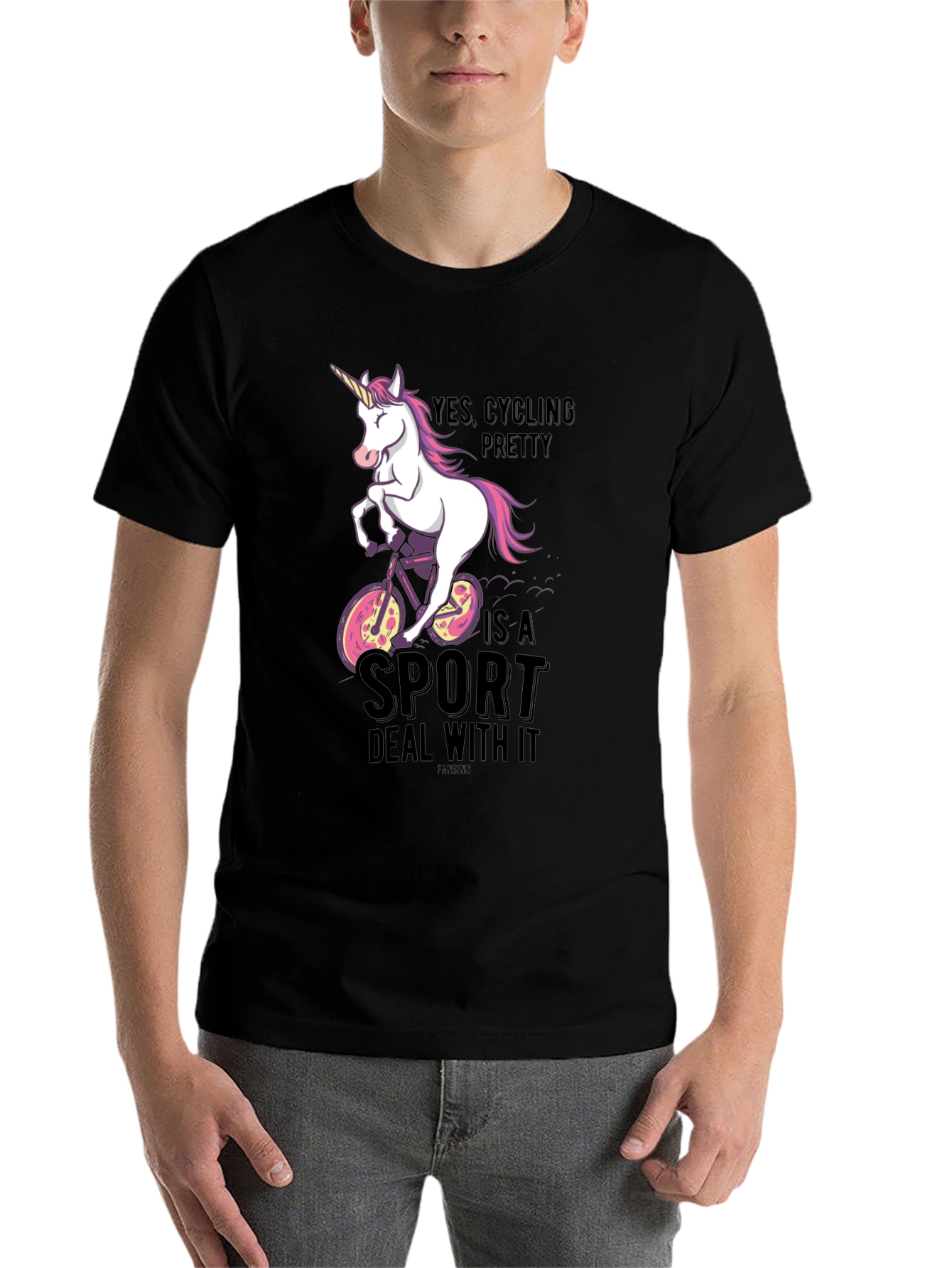 Black Cycling Unicorn T-Shirt - Yes Cycling Pretty Is A Sport view 7