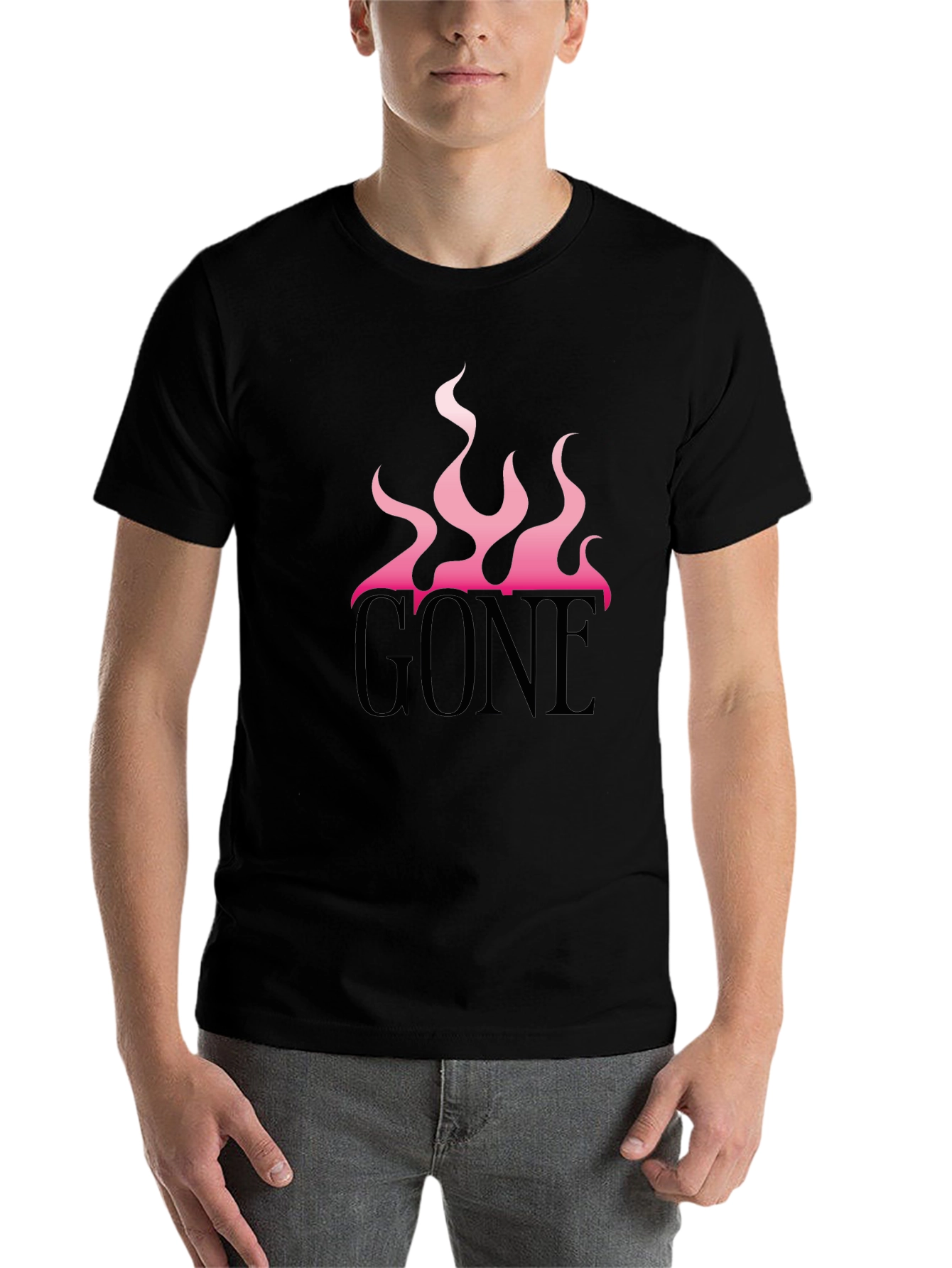 Black GONE Graphic Tee - Pink Flames Black T-Shirt view 7