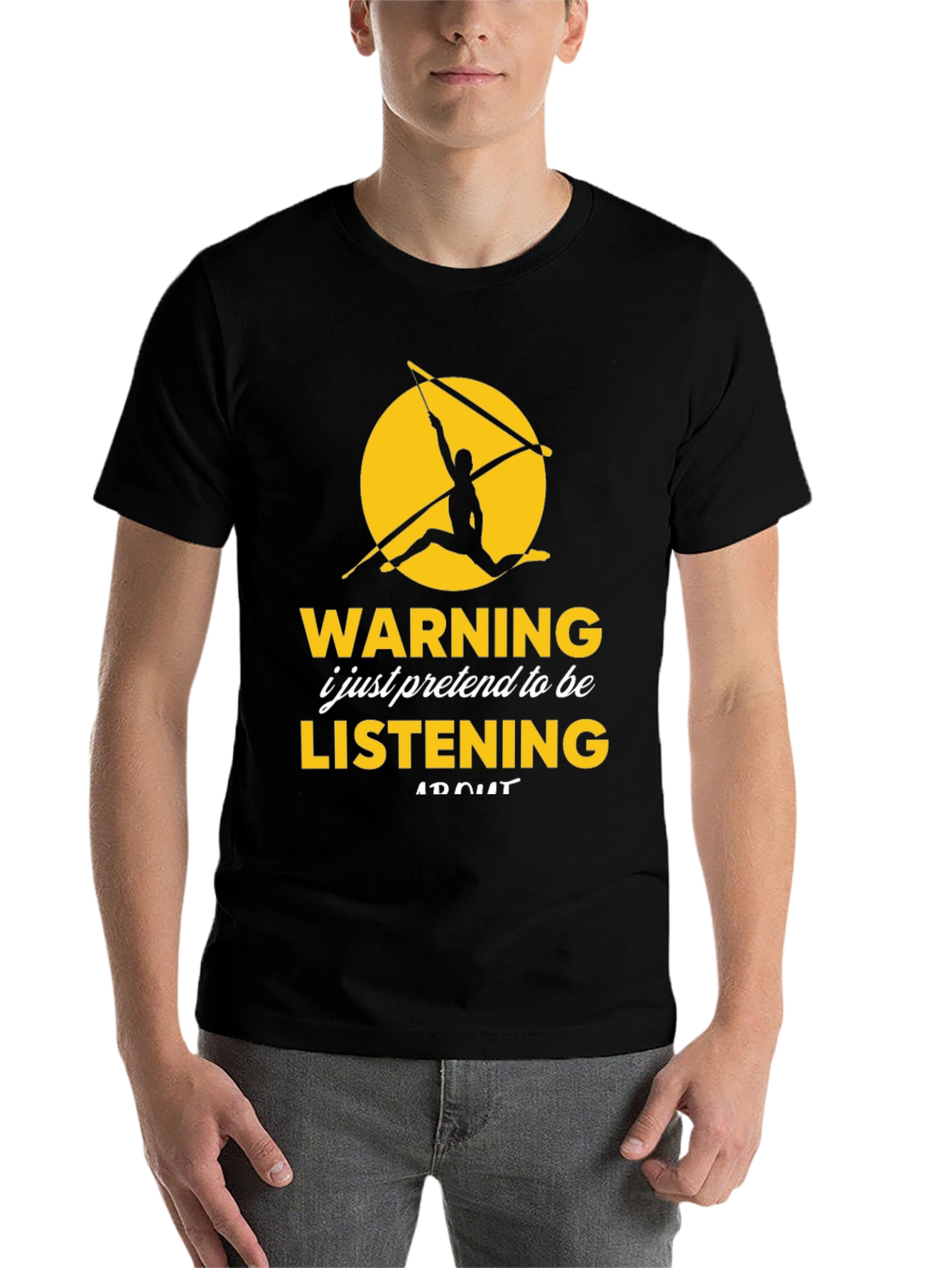 Black Warning I Pretend Listening T-Shirt view 7