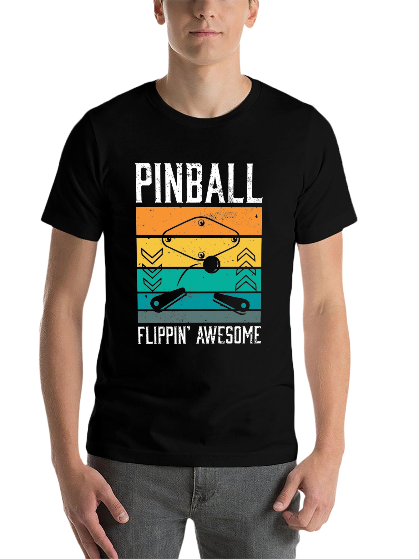 Black Pinball Flippin' Awesome Graphic Tee view 7