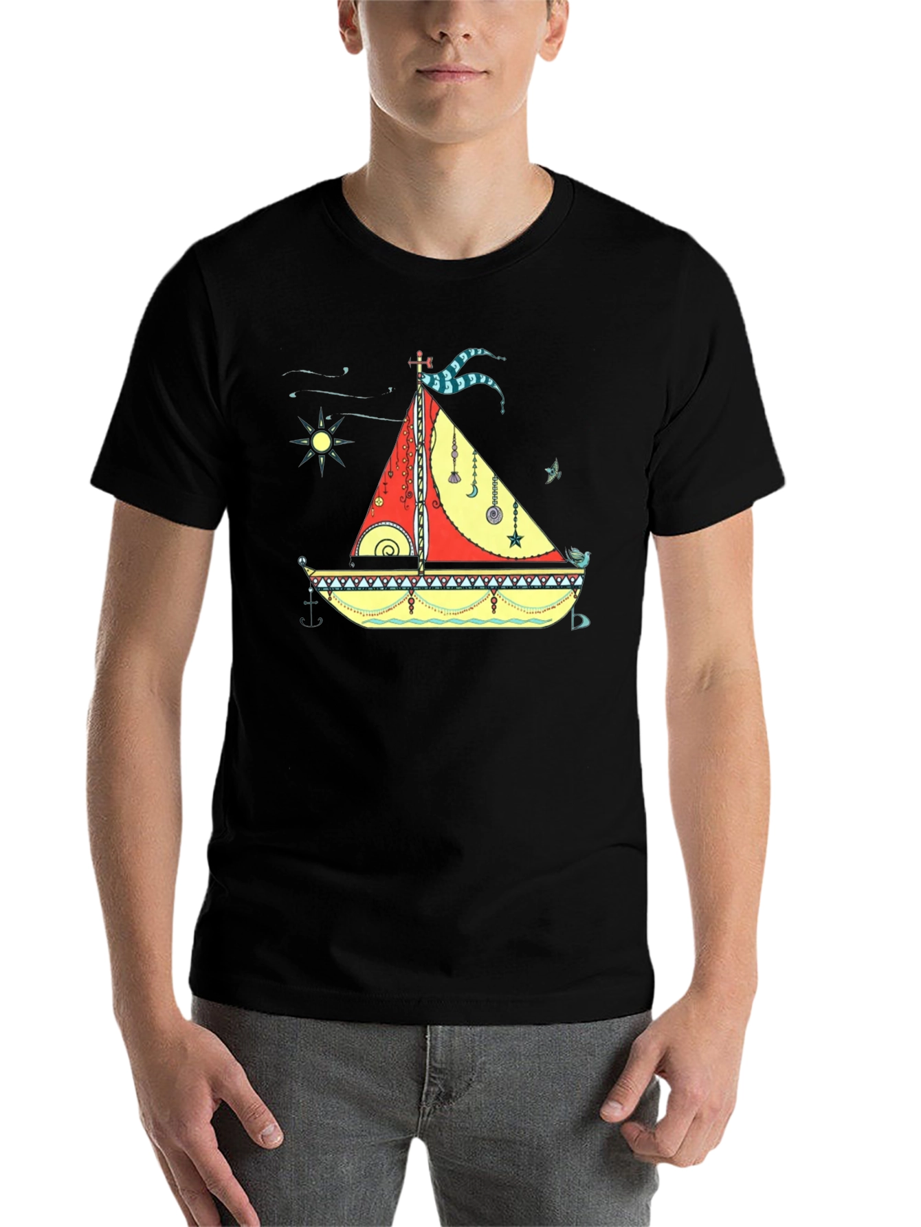 Black Sailboat Graphic Black T-Shirt view 7