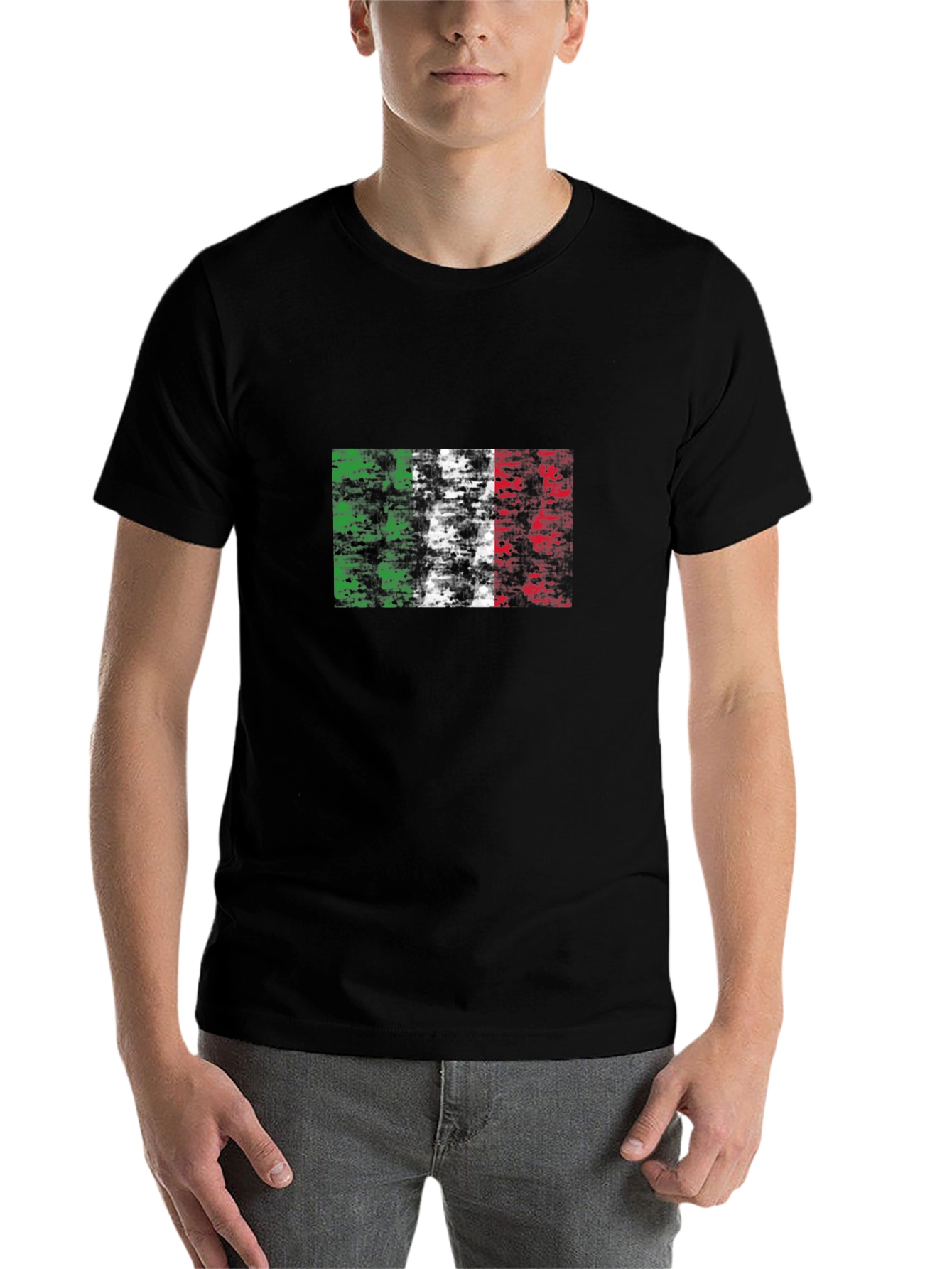 Black Italian Flag Graphic Tee - Black T-Shirt view 7