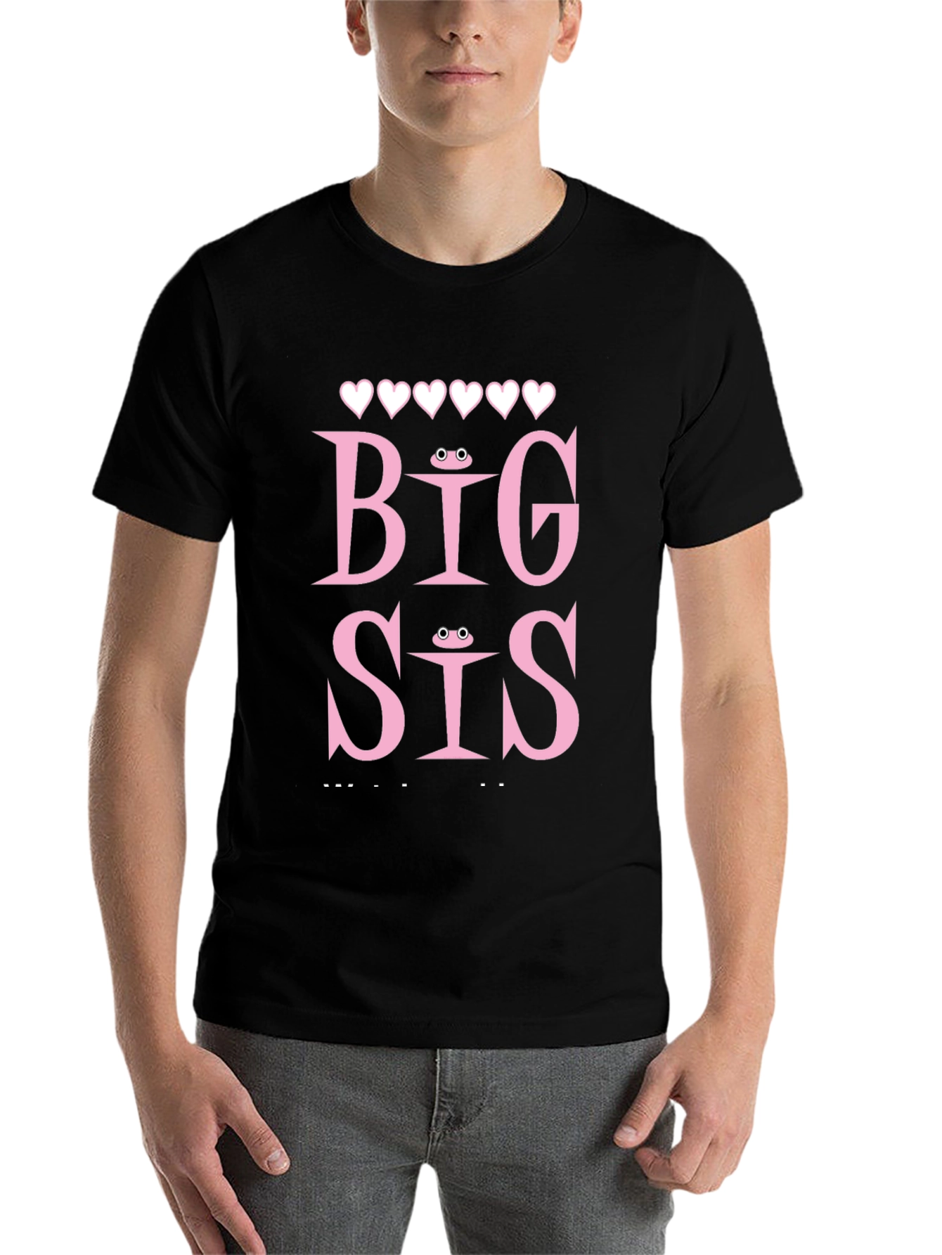 Black Big Sis T-Shirt, Frog Eye Detail view 7