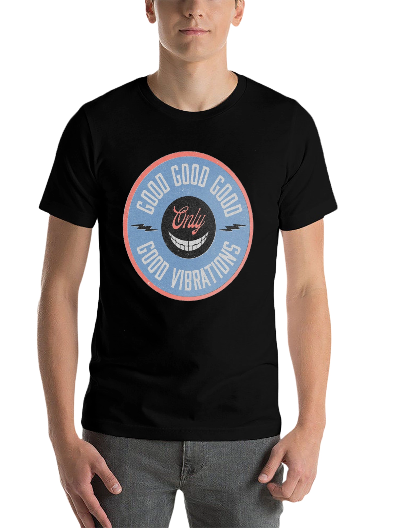 Black Good Vibrations Graphic Tee - Retro Style view 7