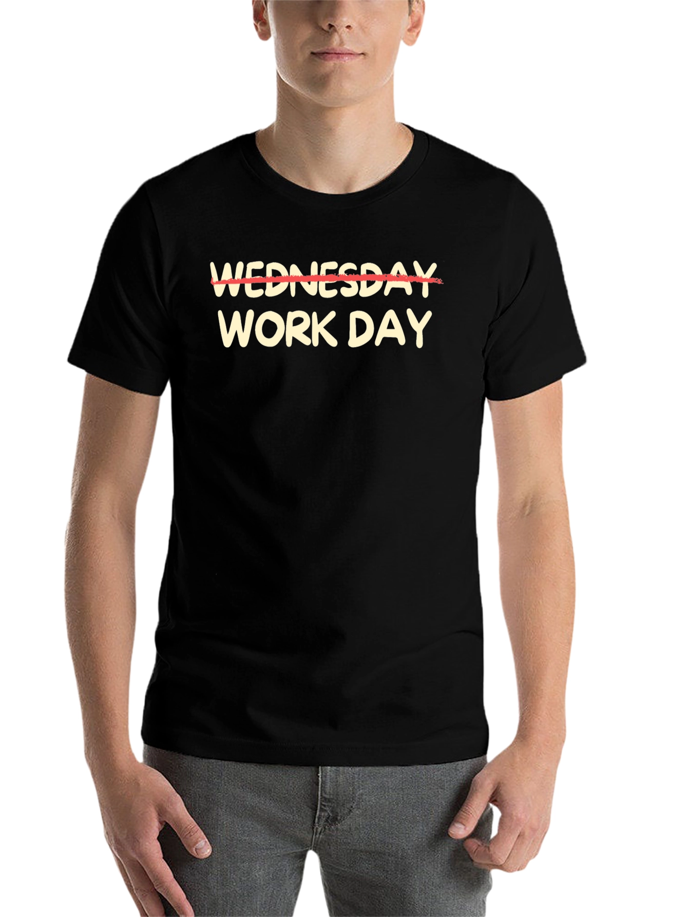 Black Wednesday Work Day T-Shirt - Black Cotton Tee view 7